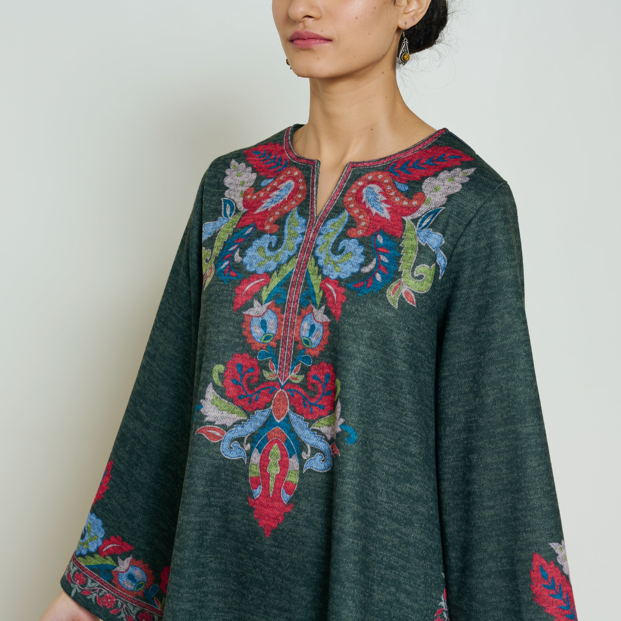 Kashmira Woollen Kurta - Forest Green - Image 2