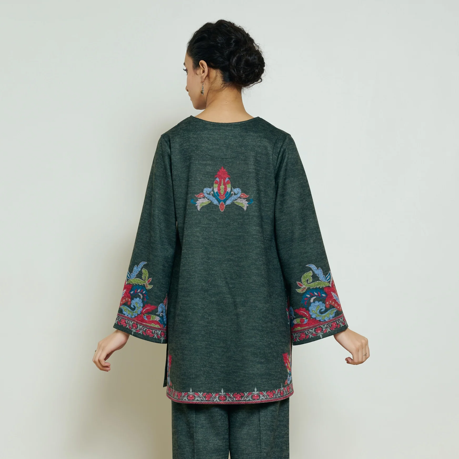Kashmira Woollen Kurta - Forest Green - Image 6