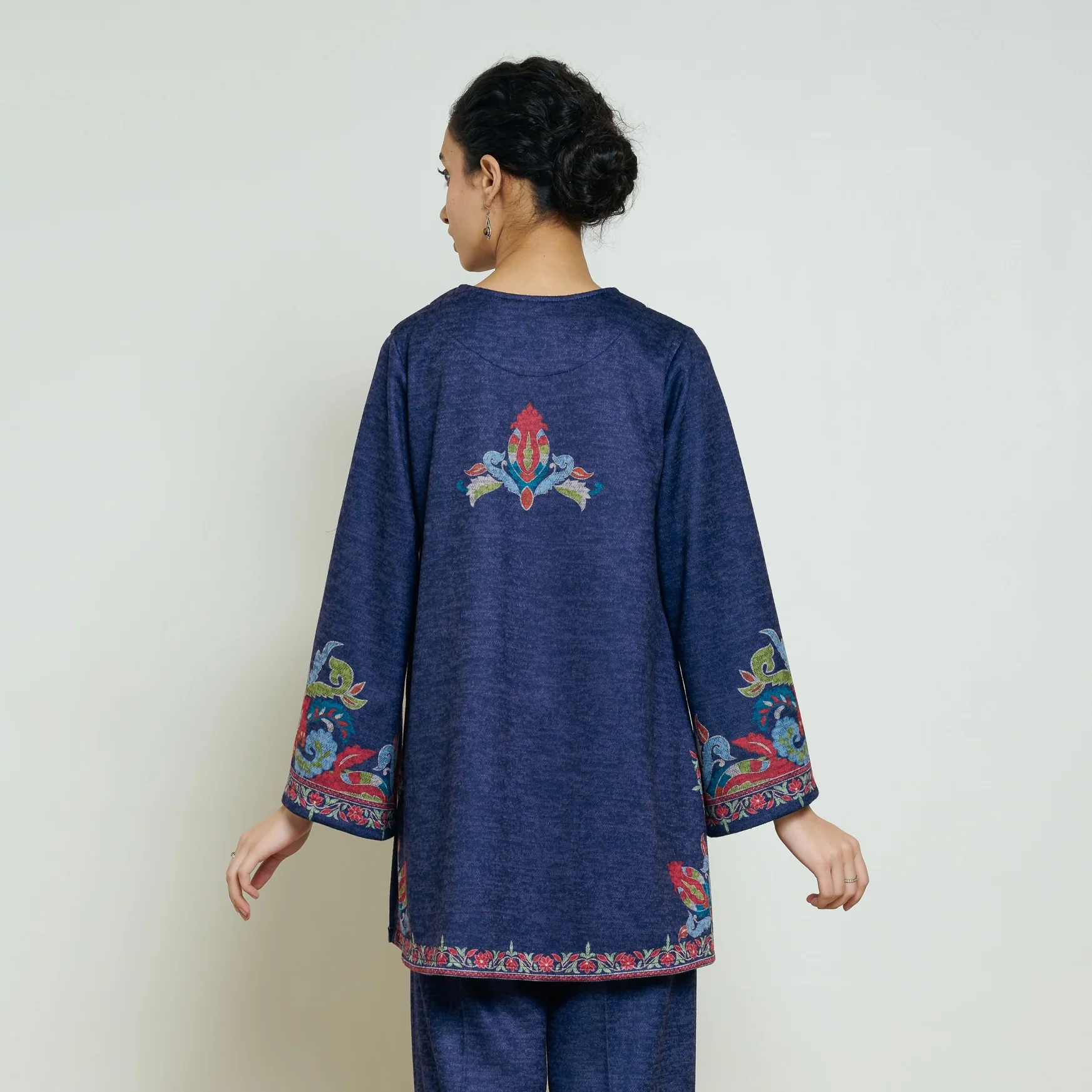 Kashmira Woollen Kurta - Navy Blue - Image 6
