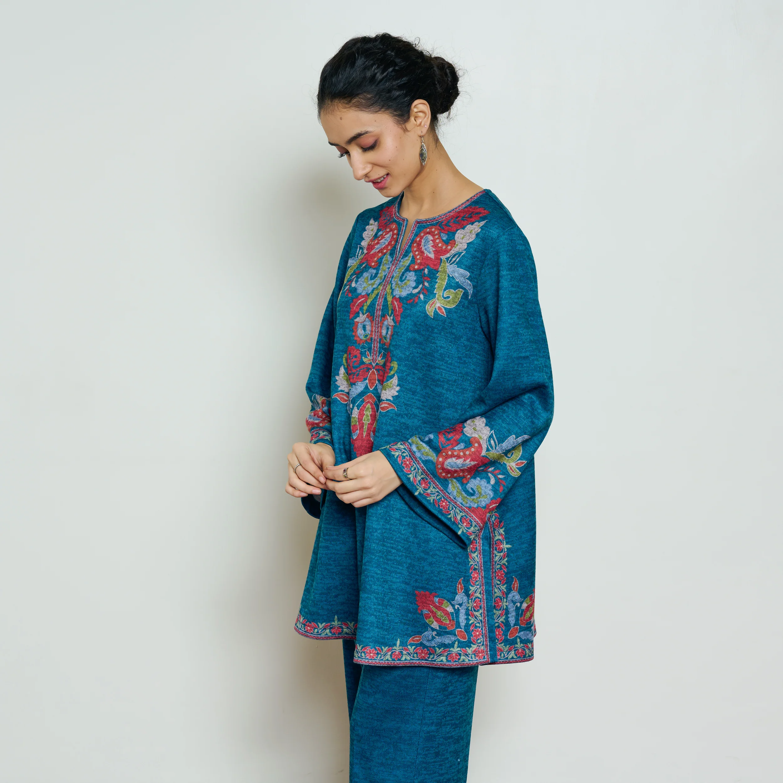 Kashmira Woollen Kurta - Transformative Teal - Image 3