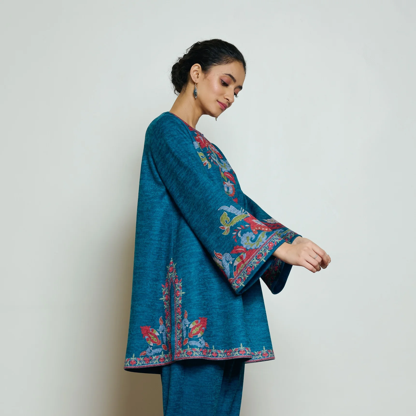 Kashmira Woollen Kurta - Transformative Teal - Image 4