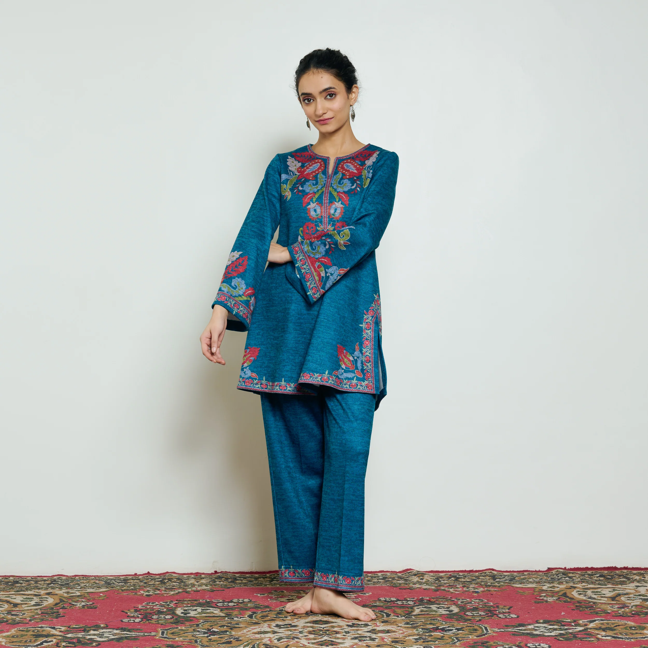 Kashmira Woollen Kurta - Transformative Teal - Image 6