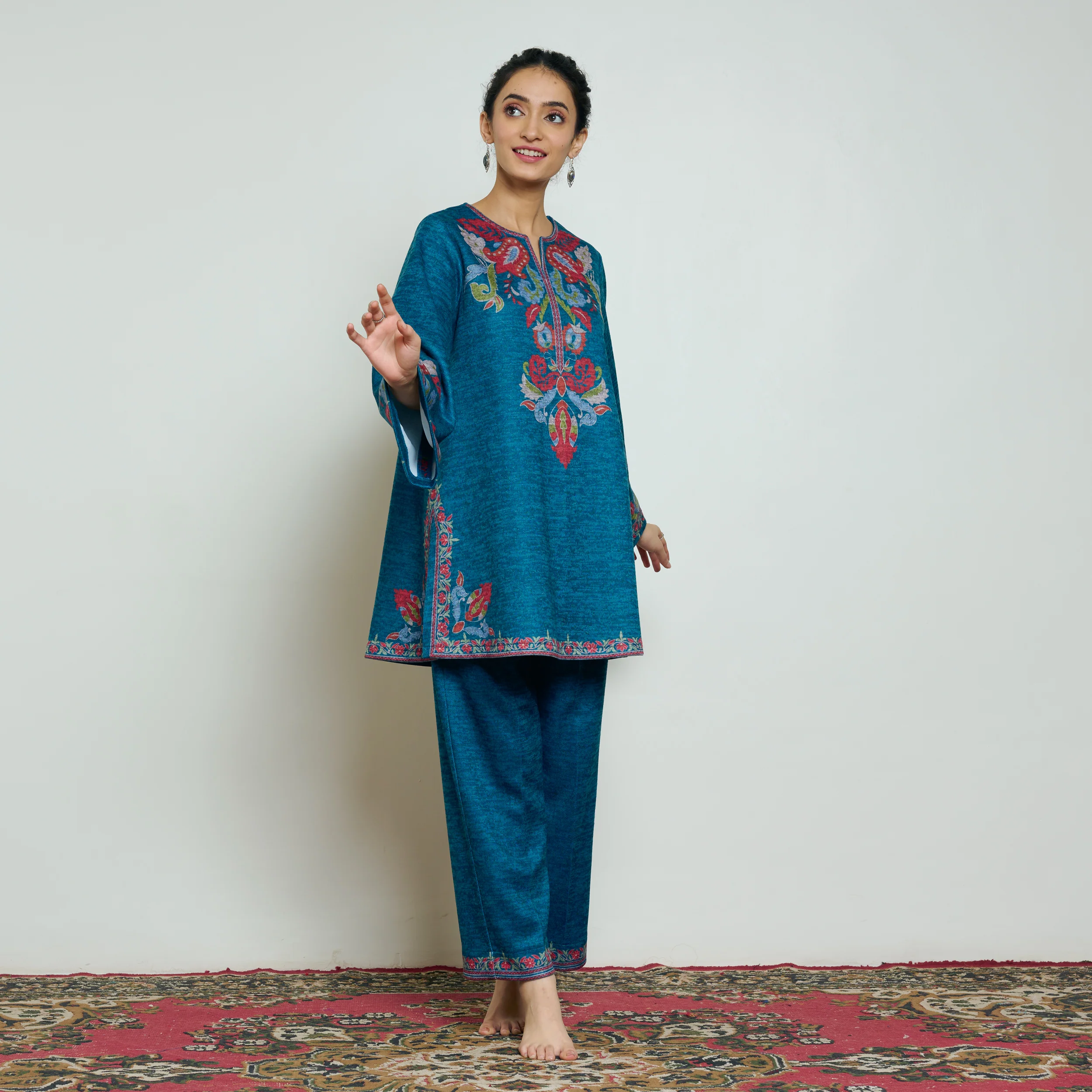 Kashmira Woollen Kurta - Transformative Teal - Image 9