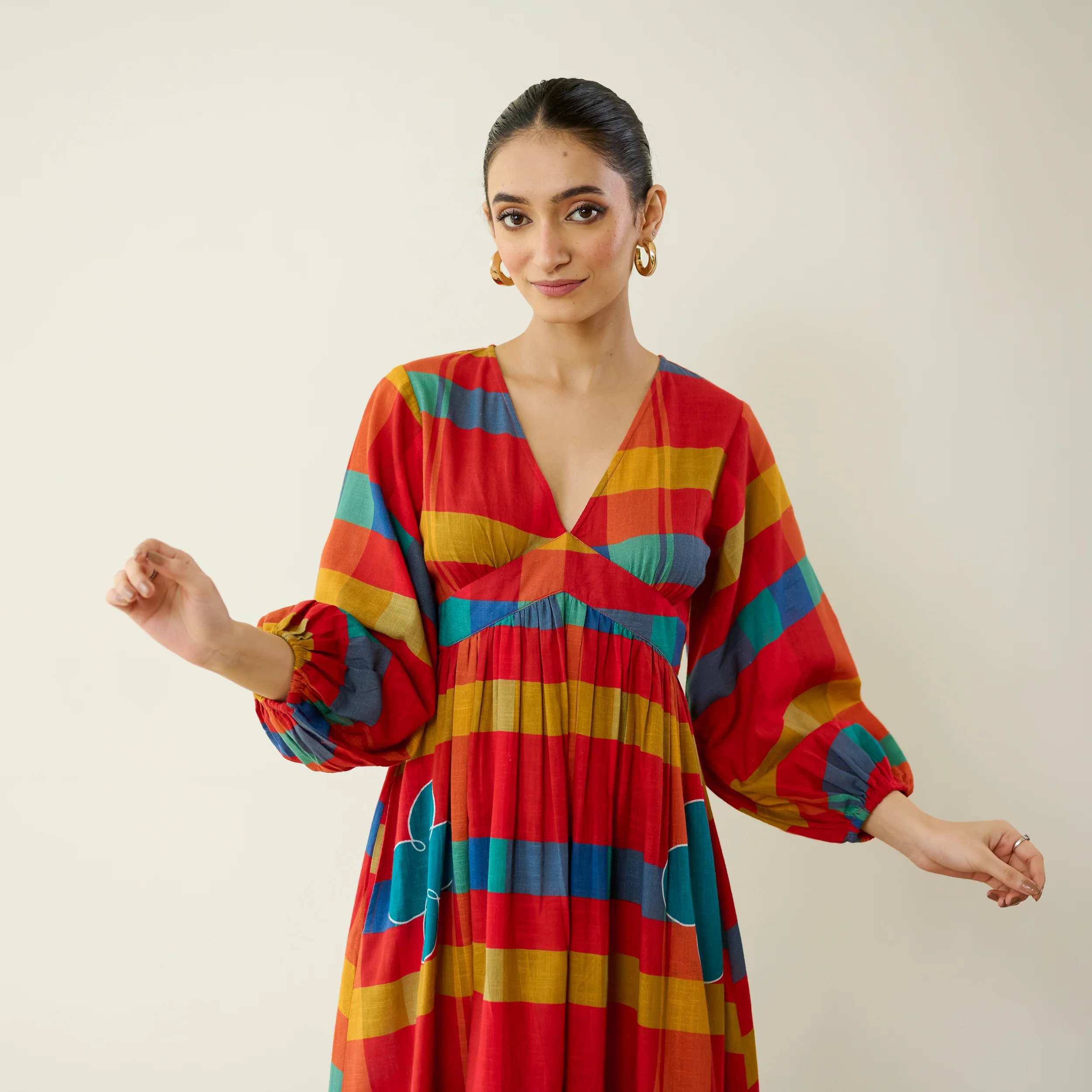 Kiva Pure Slub Cotton Dress - Maroon - Image 3