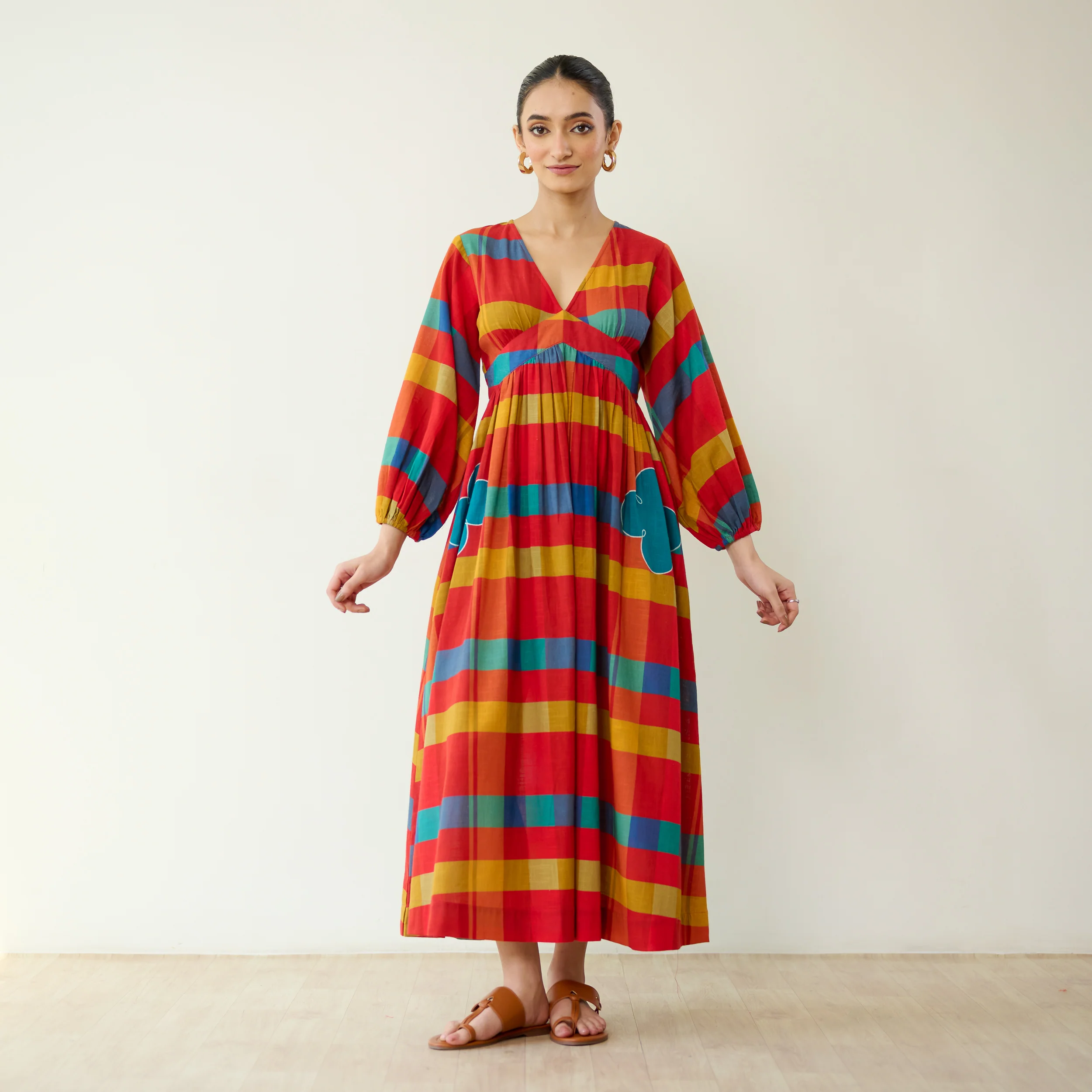 Kiva Pure Slub Cotton Dress - Maroon - Image 4
