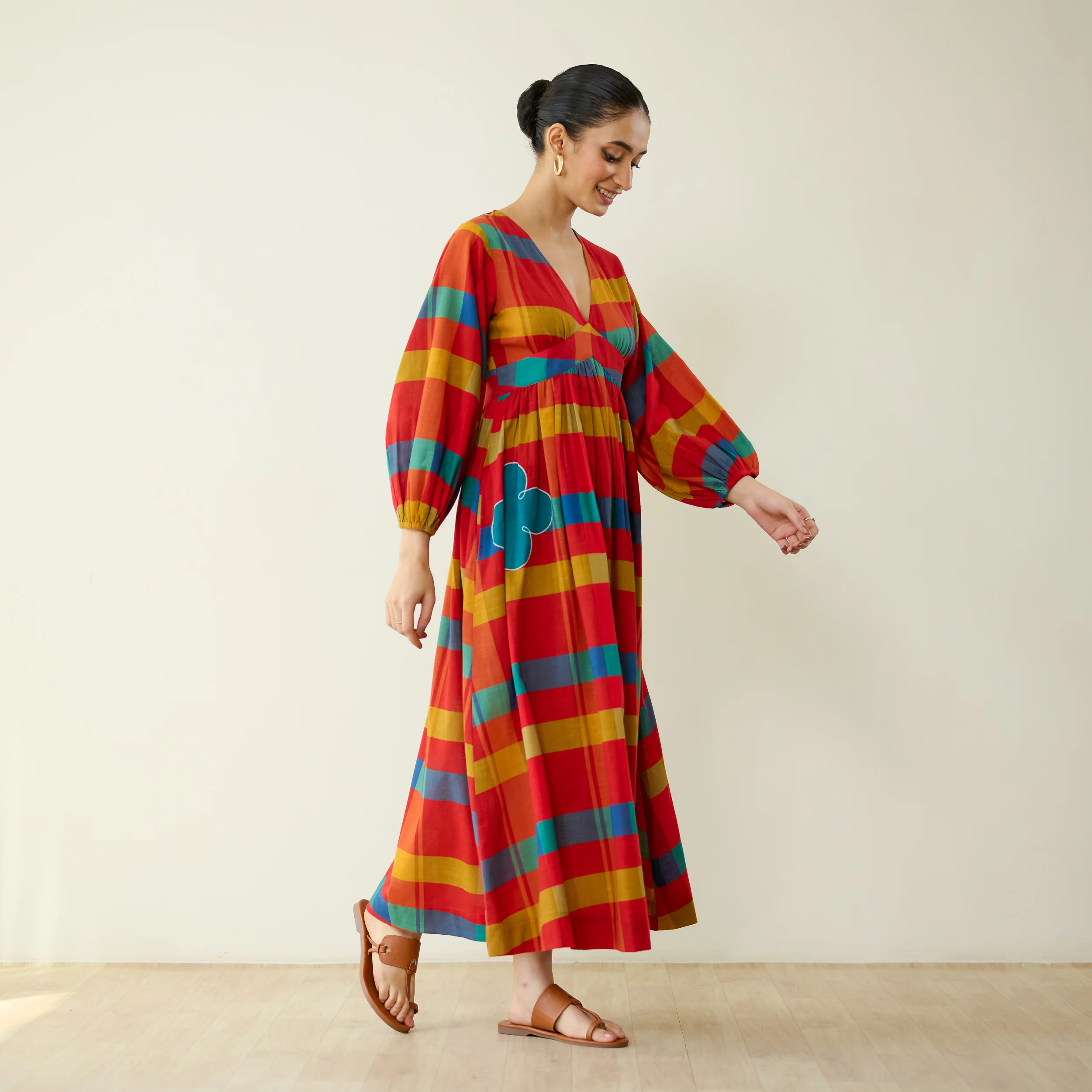 Kiva Pure Slub Cotton Dress - Maroon - Image 9