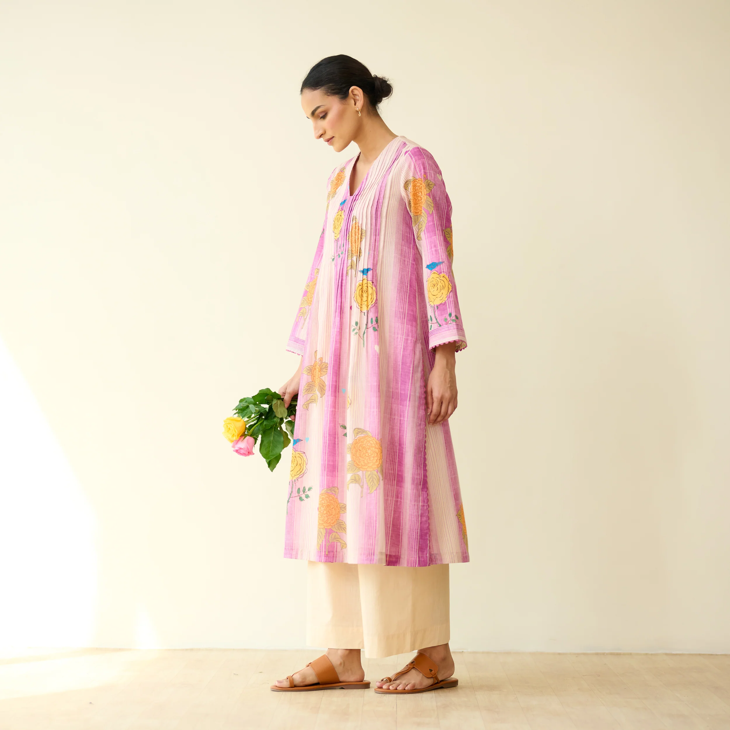 Lazy Summers Mulmul Cotton Kurta - Mulberry Purple - Image 3