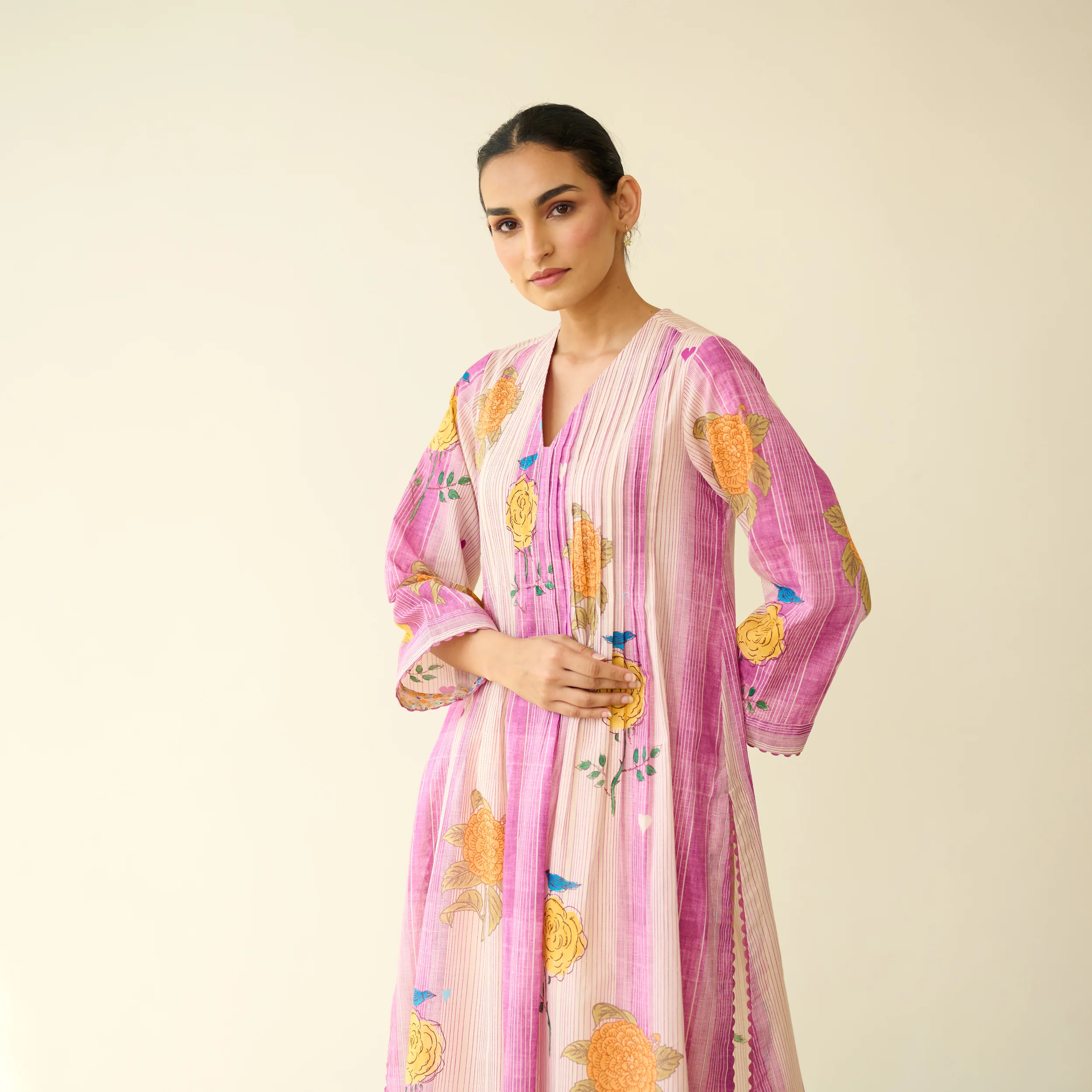Lazy Summers Mulmul Cotton Kurta - Mulberry Purple - Image 4