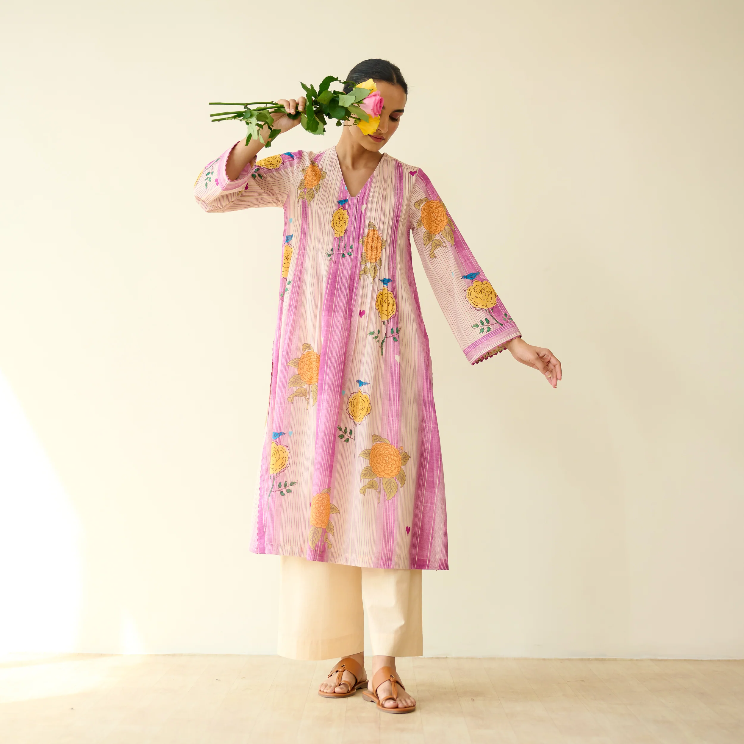 Lazy Summers Mulmul Cotton Kurta - Mulberry Purple - Image 7