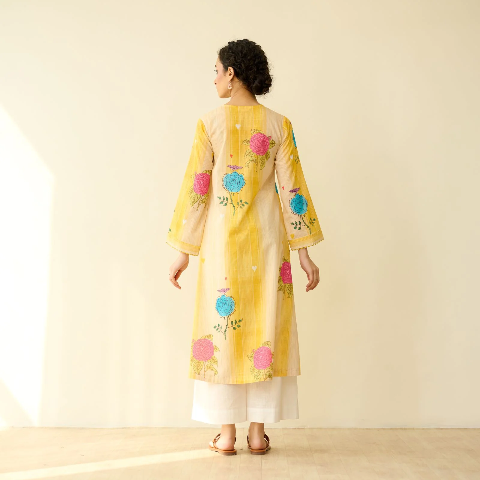 Lazy Summers Mulmul Cotton Kurta - Sunshine Yellow - Image 7