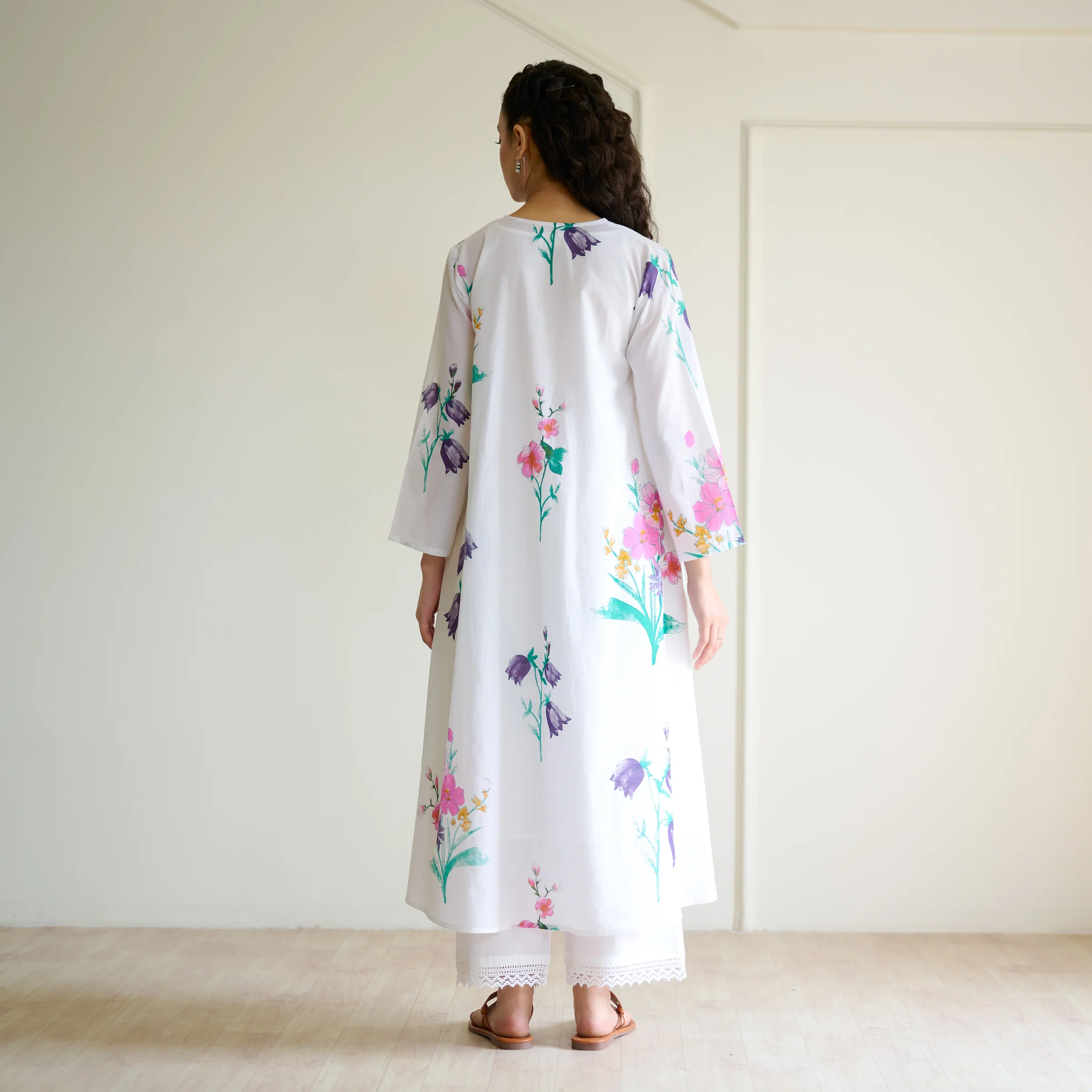 Liliet Cotton Kurta Set with Mulmul Slip - Sharp White - Image 9