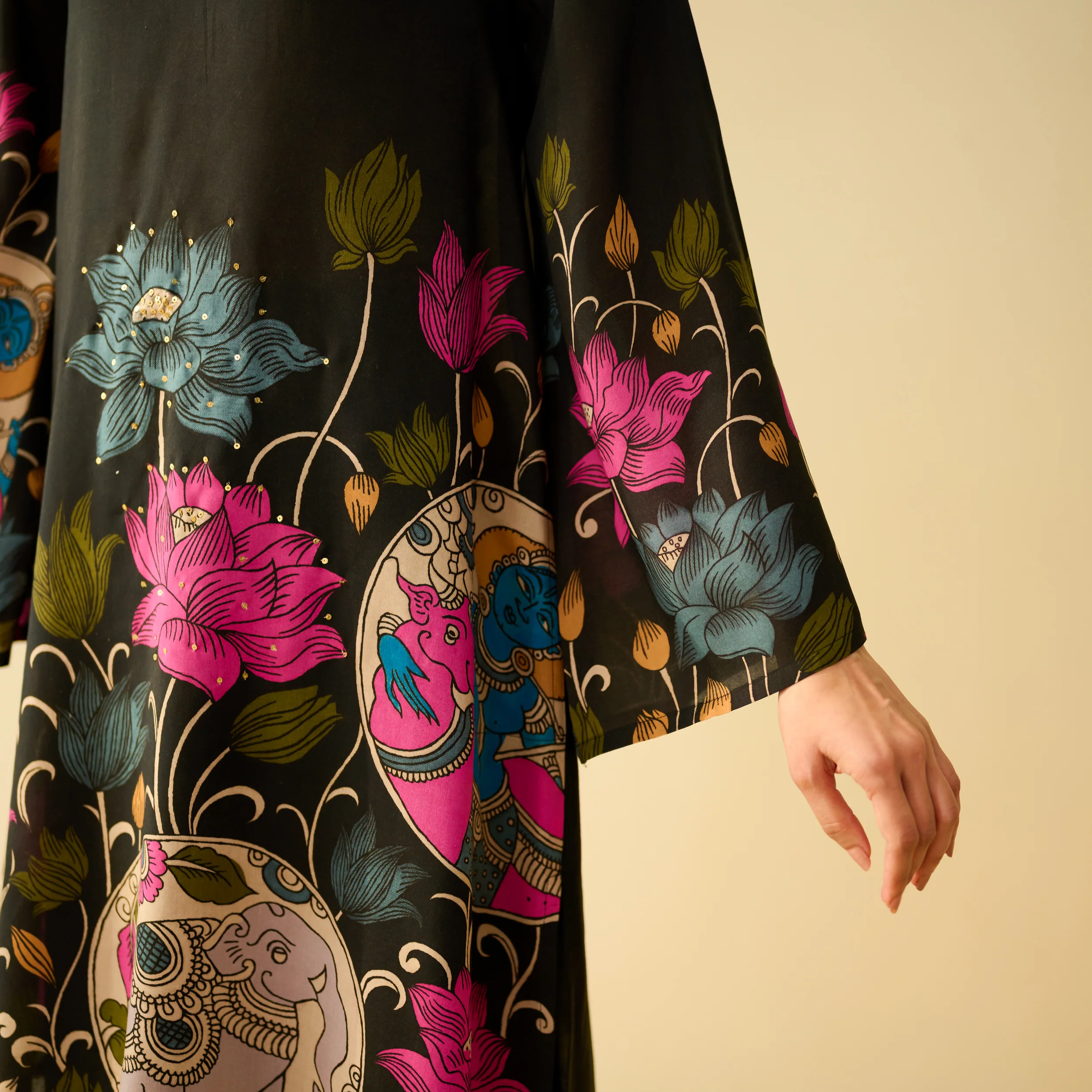 Lily Modal Hand Embroidered Coord Set - Black - Image 3