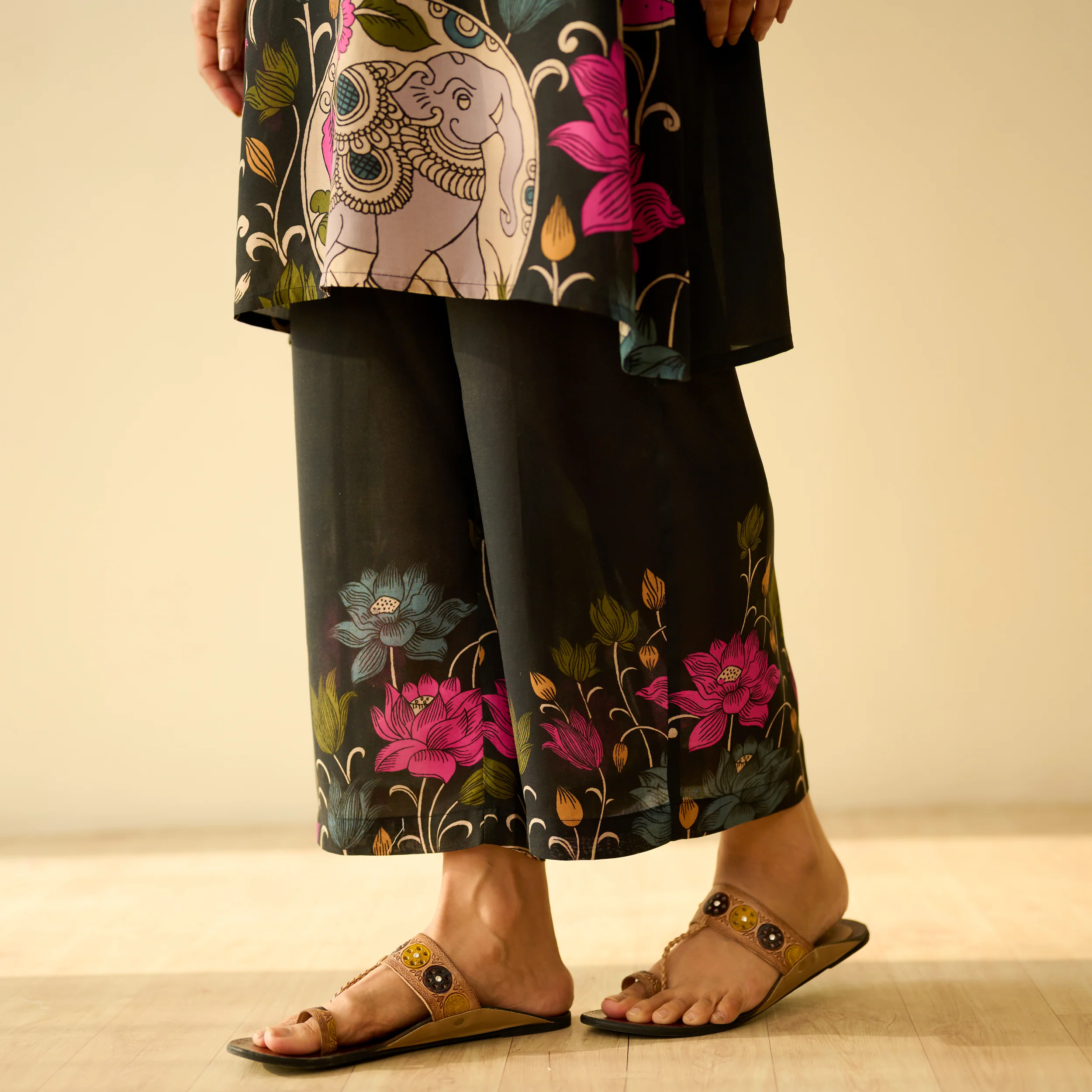 Lily Modal Hand Embroidered Coord Set - Black - Image 5