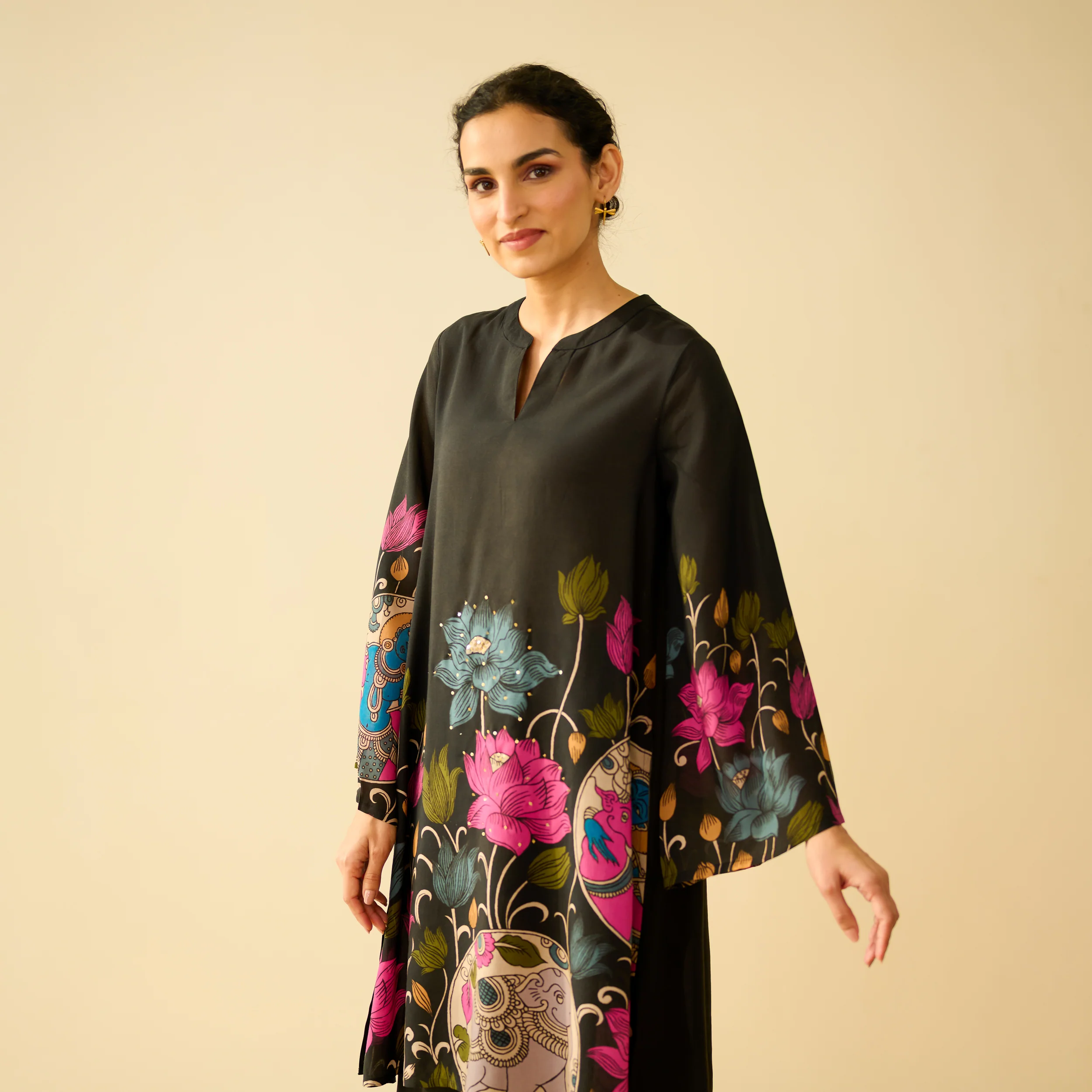 Lily Modal Hand Embroidered Coord Set - Black - Image 7