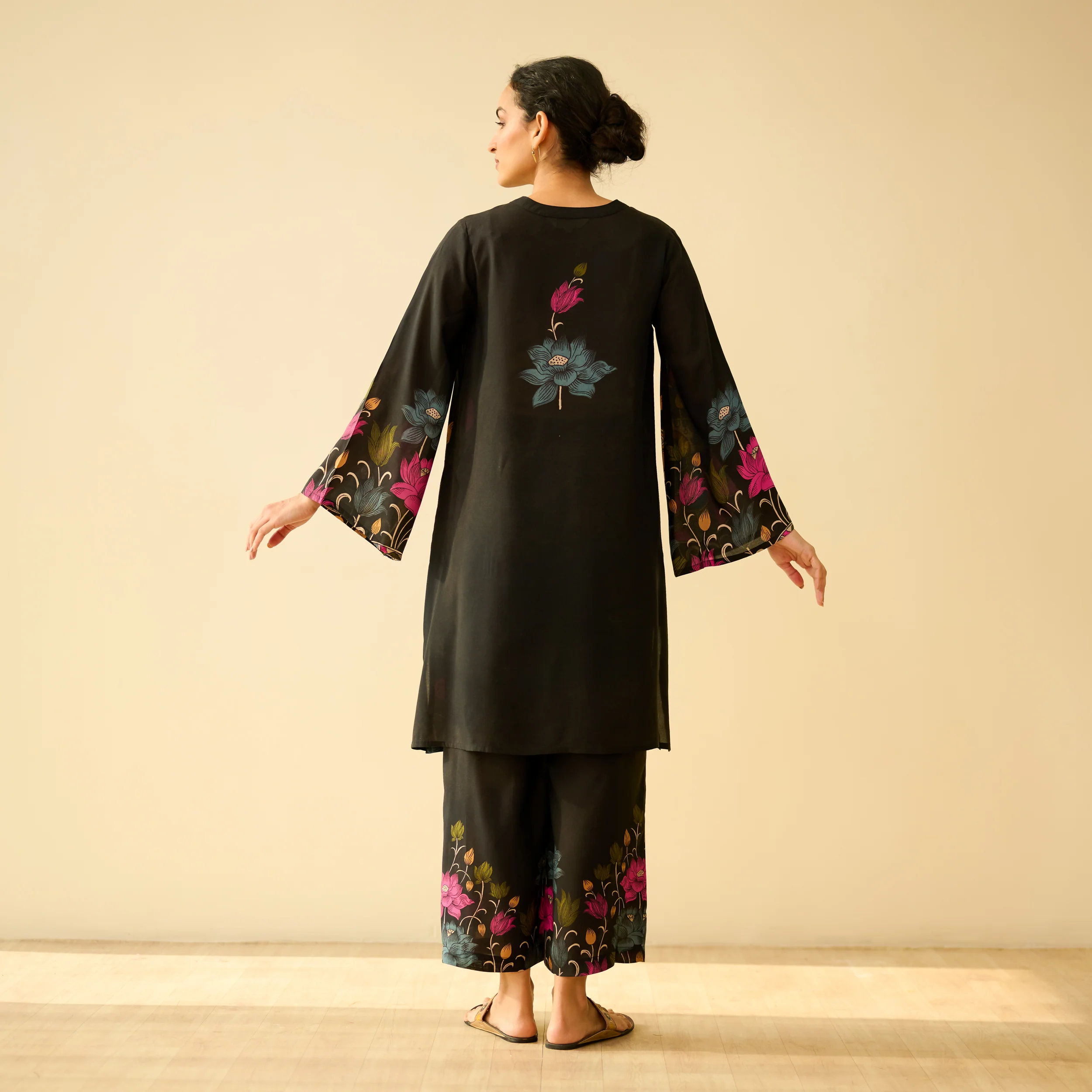 Lily Modal Hand Embroidered Coord Set - Black - Image 9