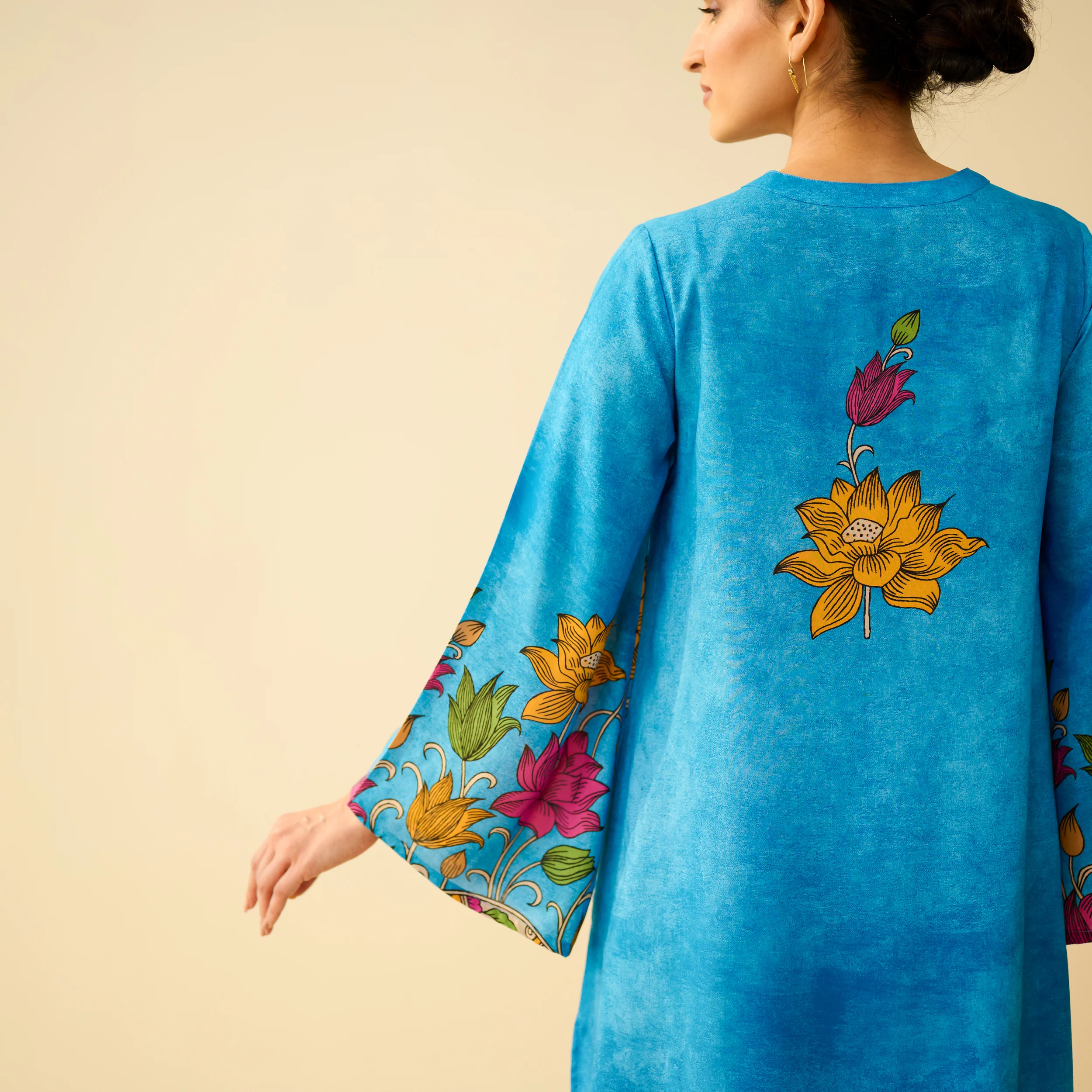 Lily Modal Hand Embroidered Coord Set - Electric Blue - Image 3