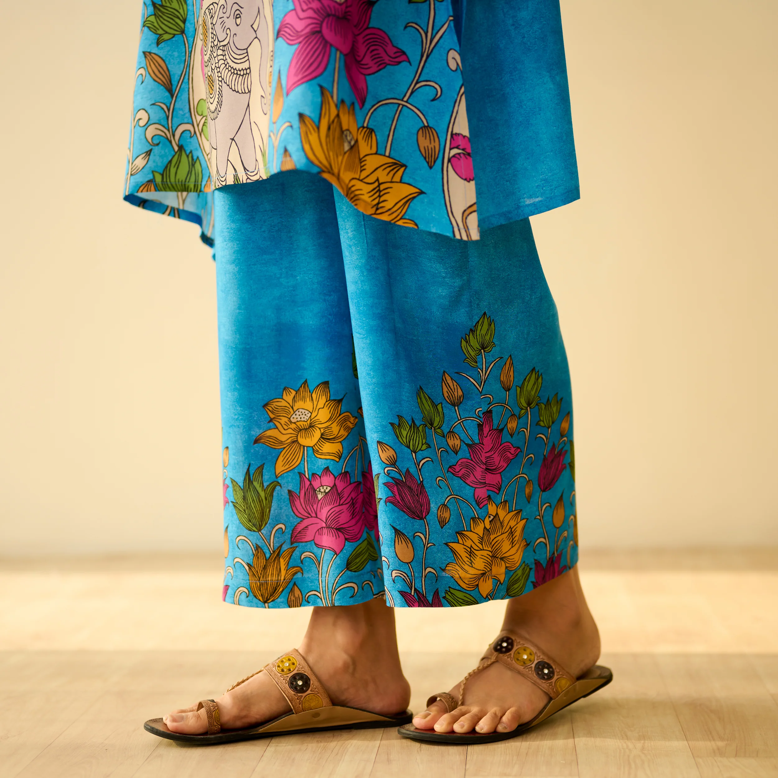 Lily Modal Hand Embroidered Coord Set - Electric Blue - Image 5
