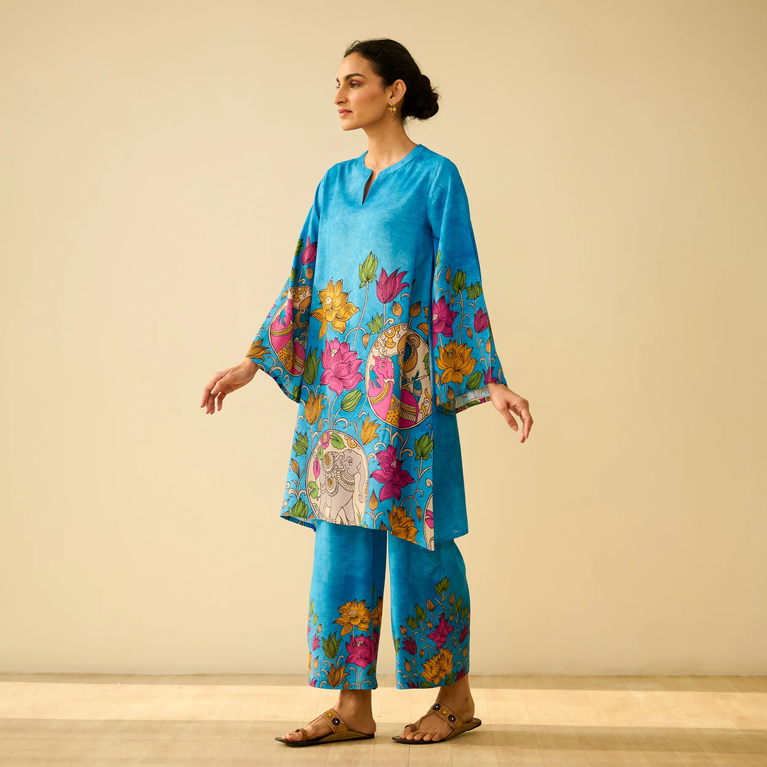Lily Modal Hand Embroidered Coord Set - Electric Blue - Image 6