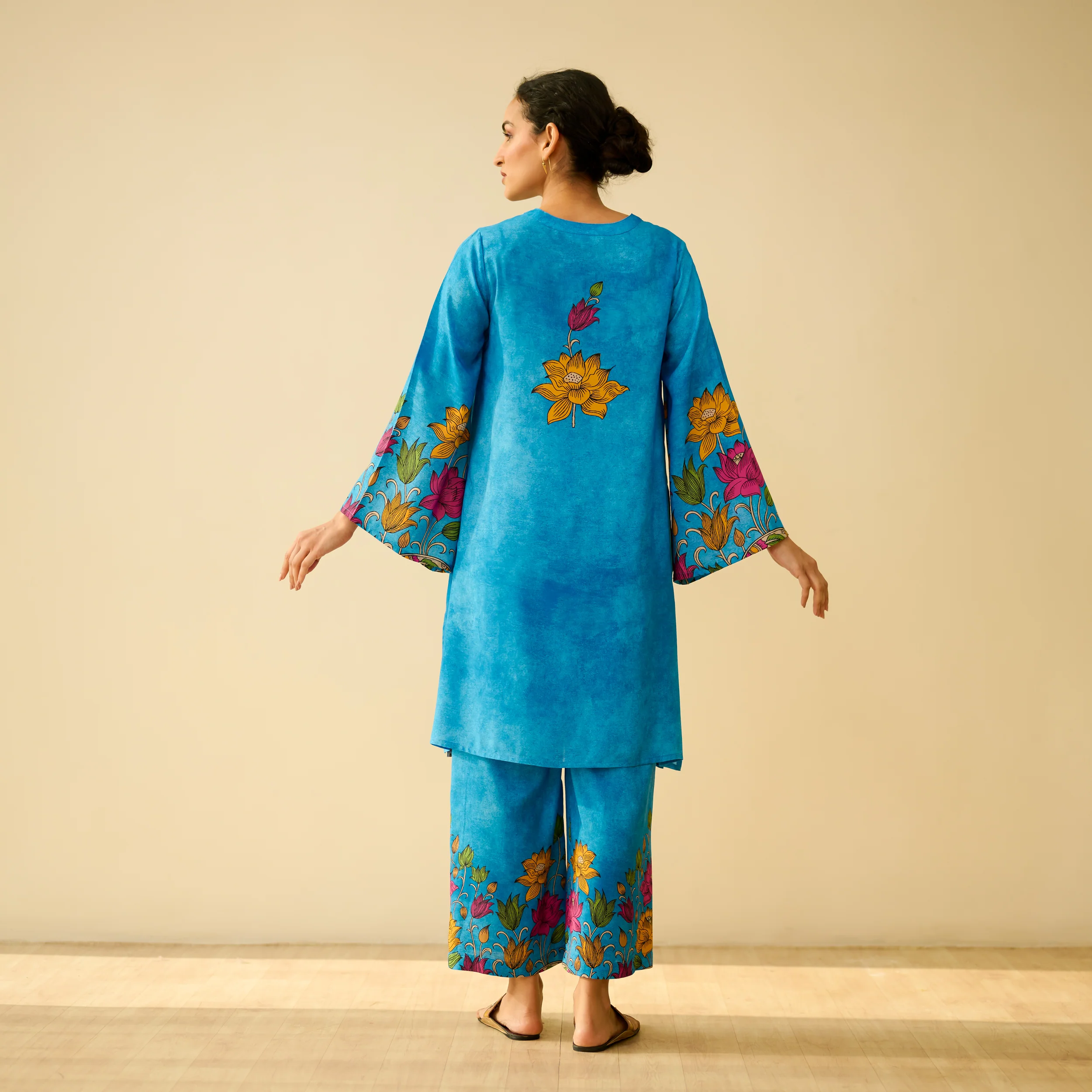 Lily Modal Hand Embroidered Coord Set - Electric Blue - Image 7