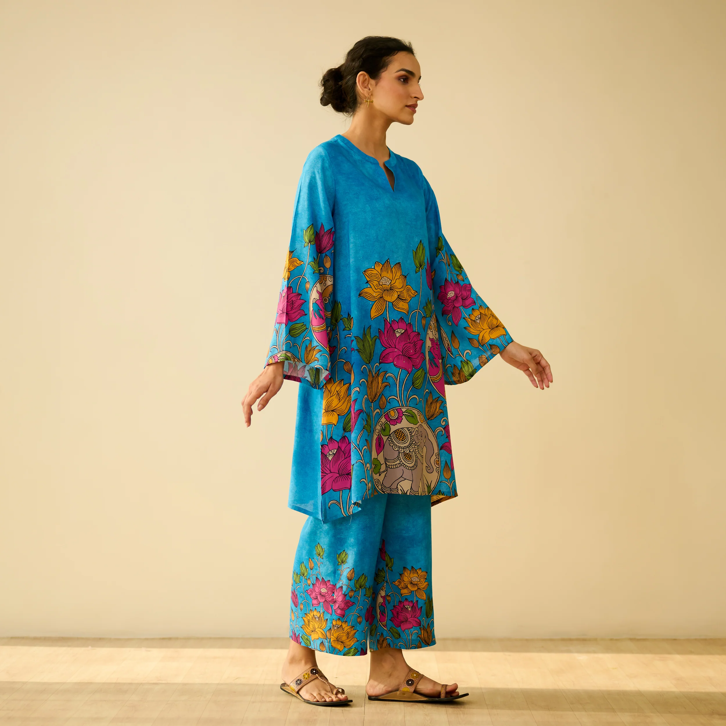 Lily Modal Hand Embroidered Coord Set - Electric Blue - Image 9