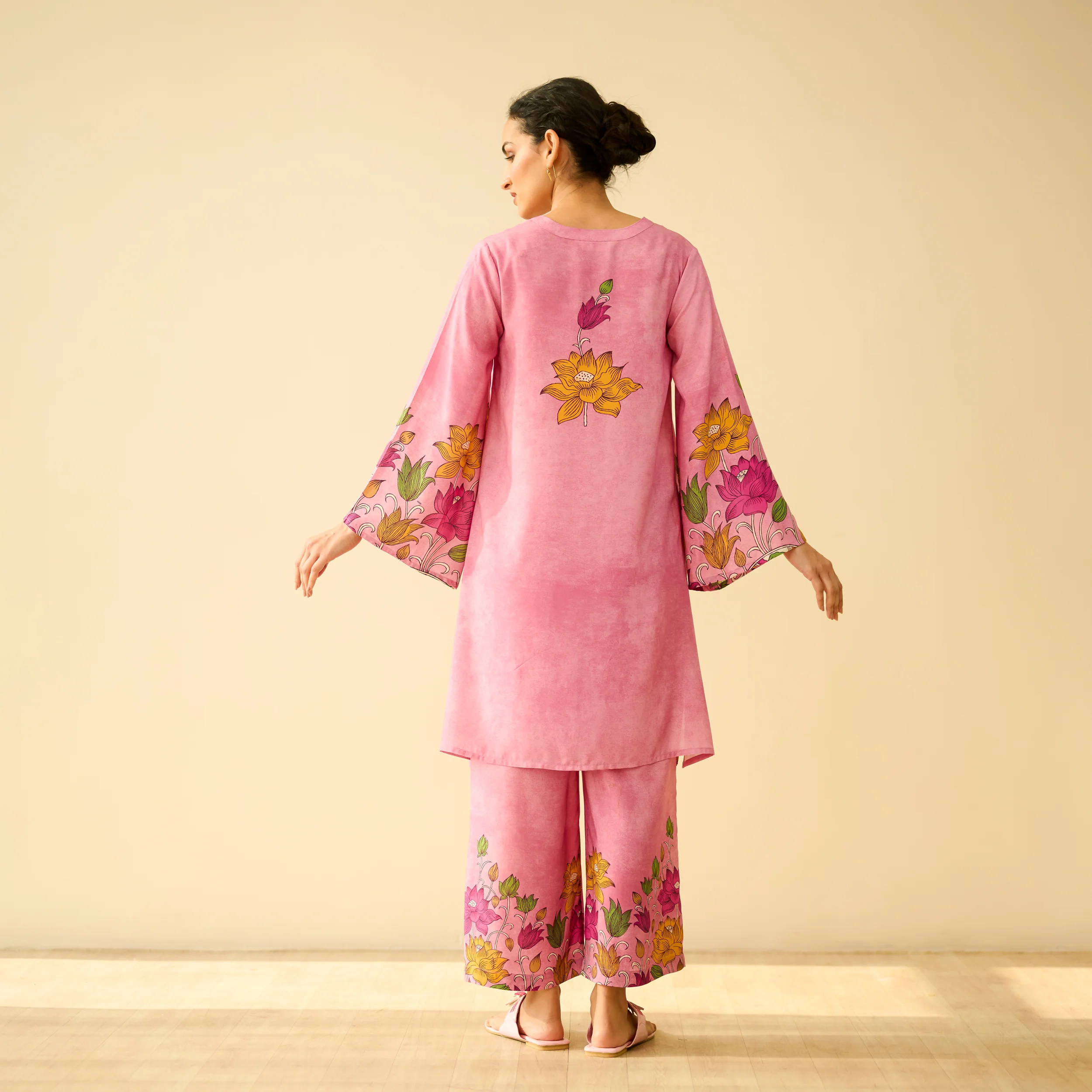 Lily Modal Hand Embroidered Coord Set - Pink - Image 5