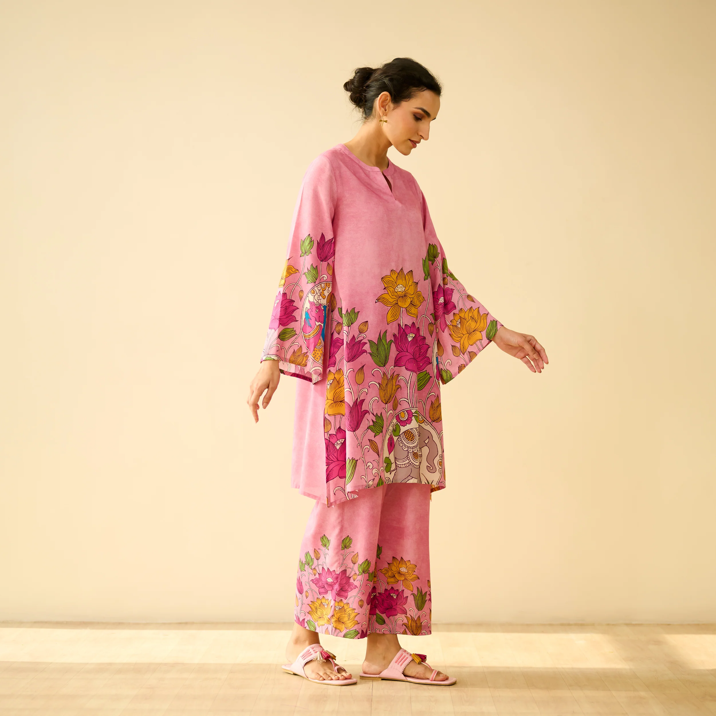 Lily Modal Hand Embroidered Coord Set - Pink - Image 6
