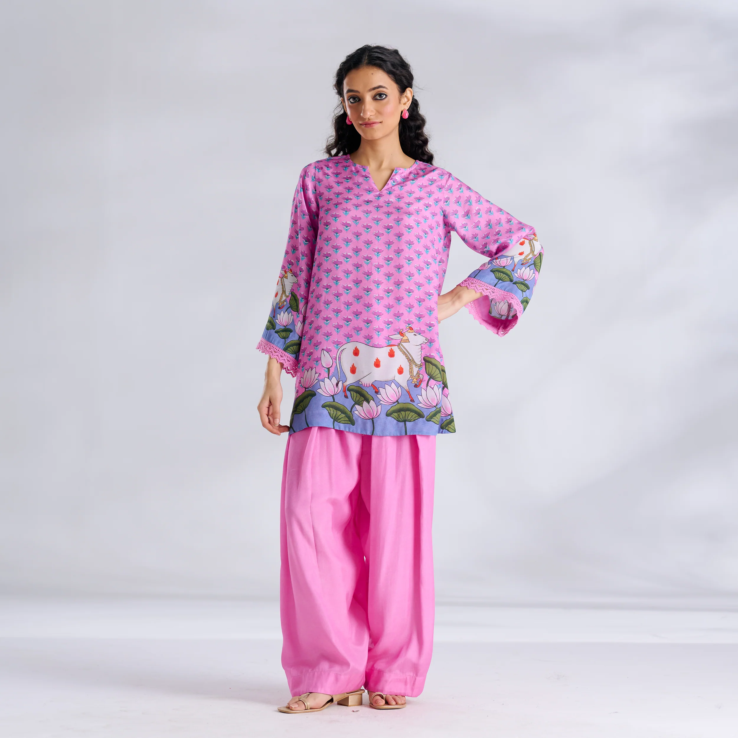 Lotus Shantoon Farsi Salwar Set - Candy Pink - Image 3