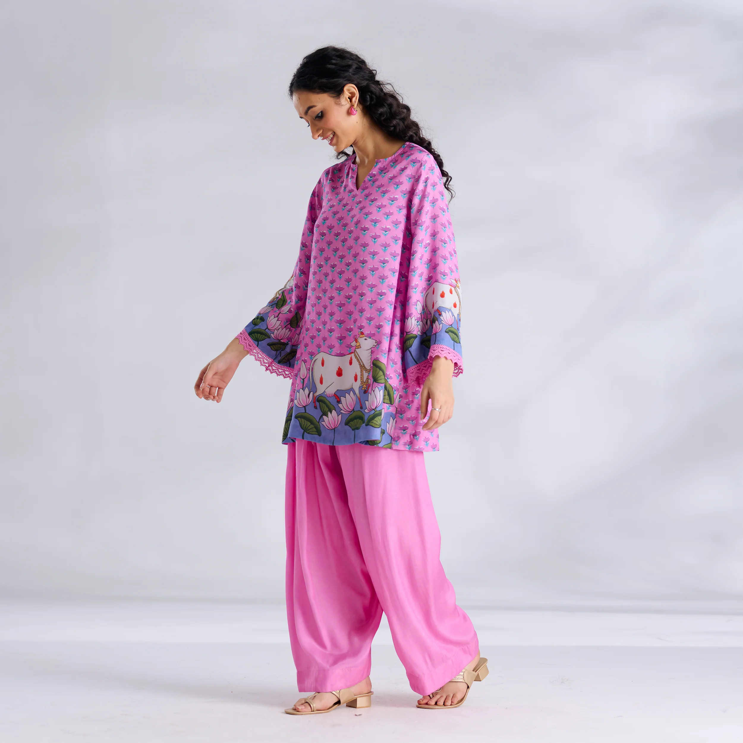 Lotus Shantoon Farsi Salwar Set - Candy Pink - Image 4