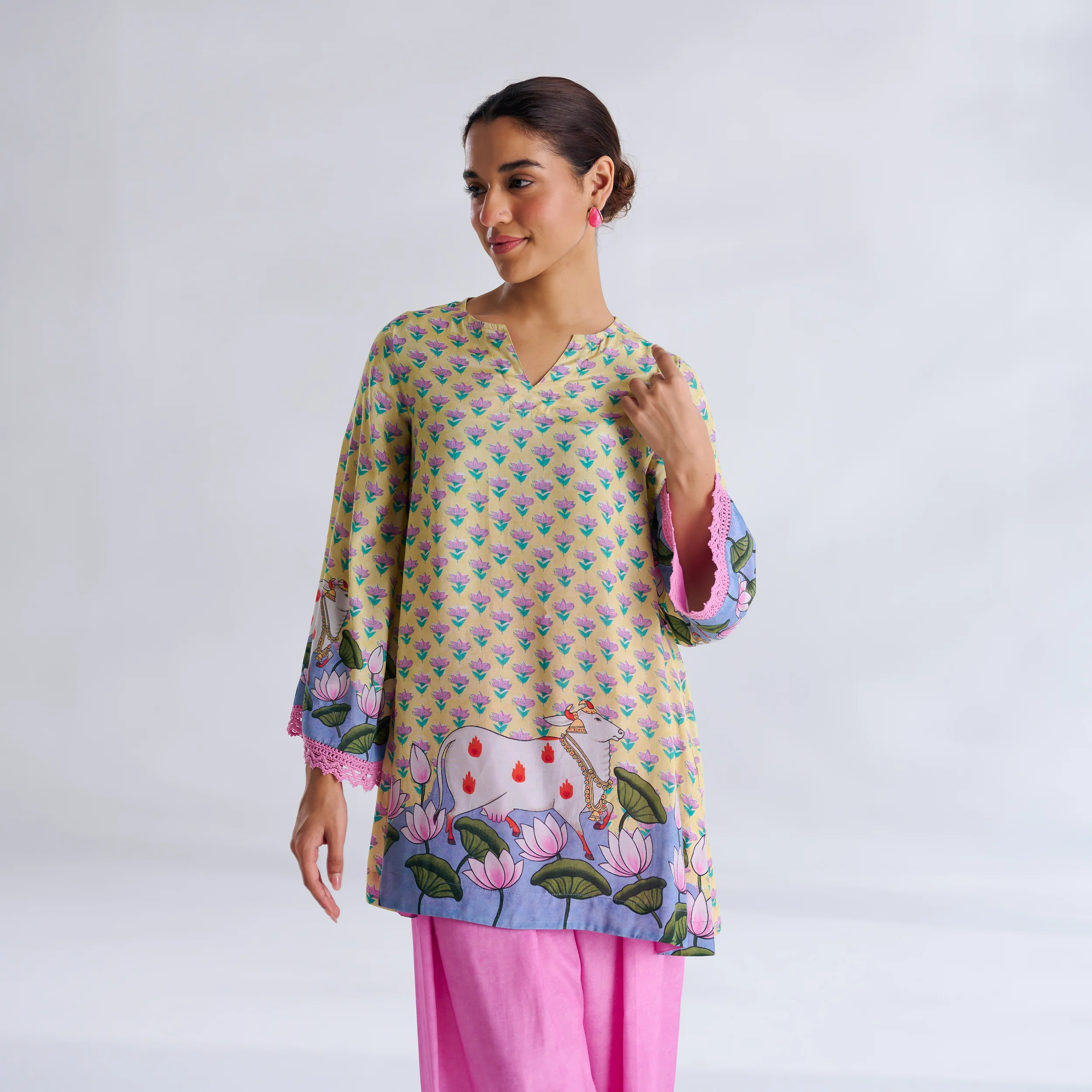 Lotus Shantoon Farsi Salwar Set - Lemon Yellow - Image 5