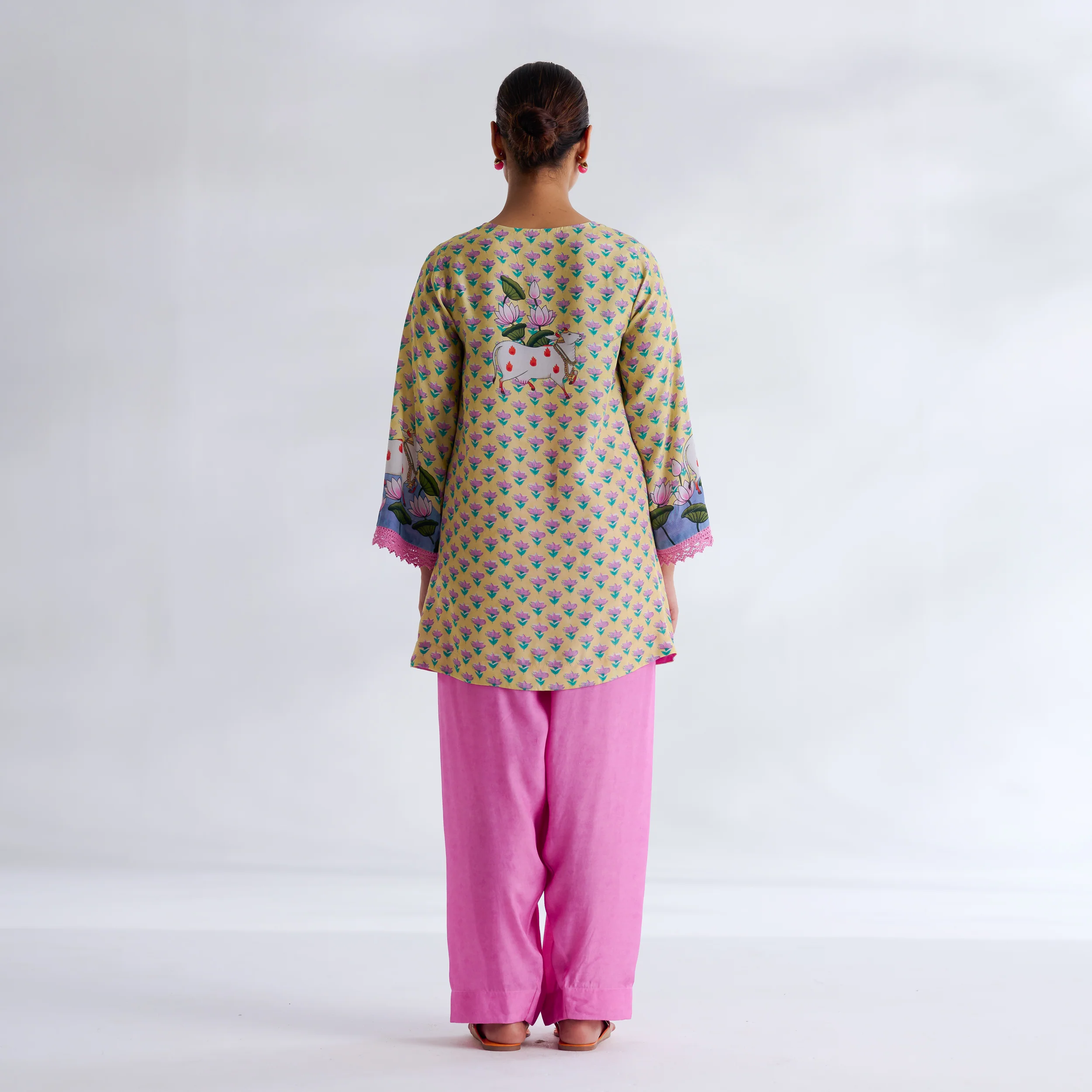 Lotus Shantoon Farsi Salwar Set - Lemon Yellow - Image 6