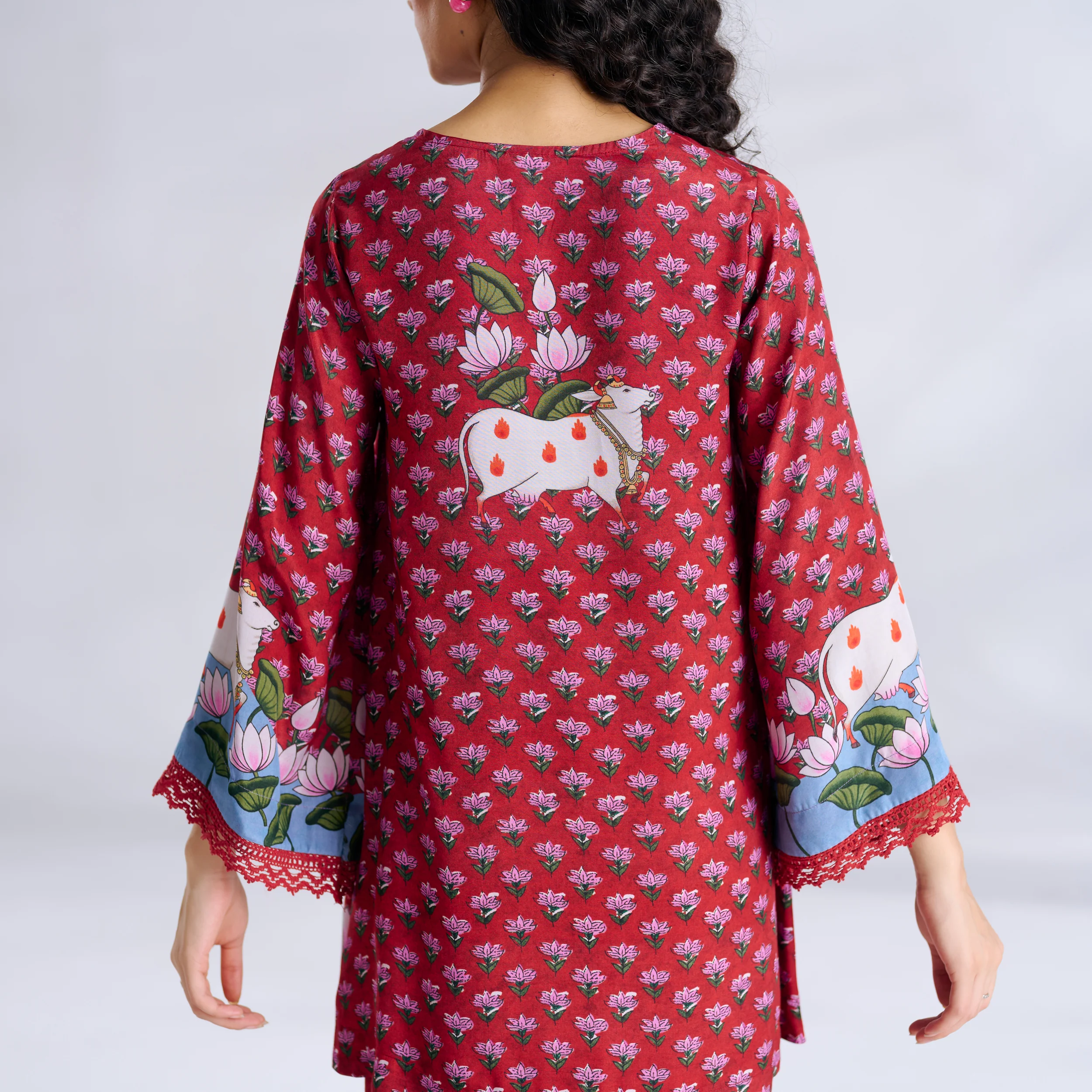 Lotus Shantoon Farsi Salwar Set - Maroon - Image 4