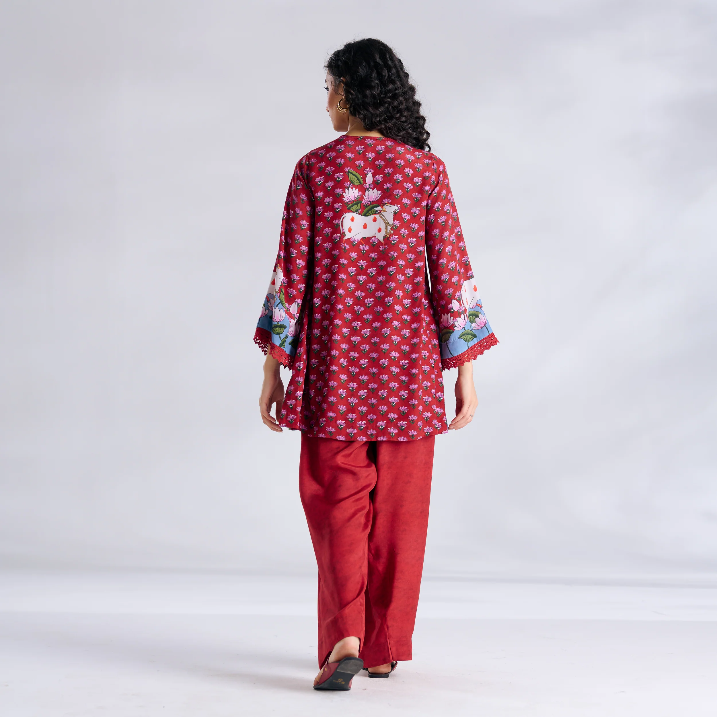 Lotus Shantoon Farsi Salwar Set - Maroon - Image 7