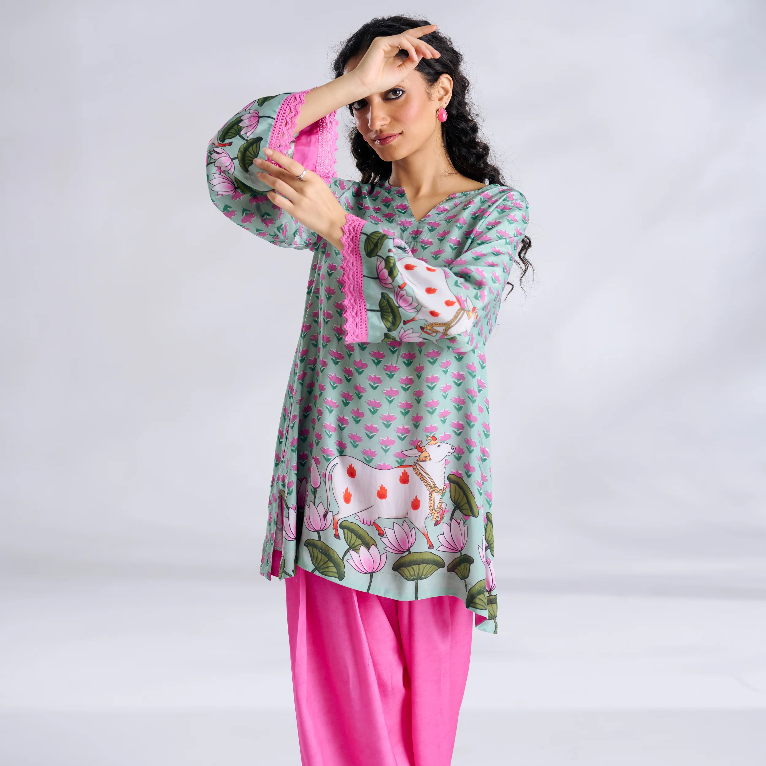 Lotus Shantoon Farsi Salwar Set - Mint - Image 4