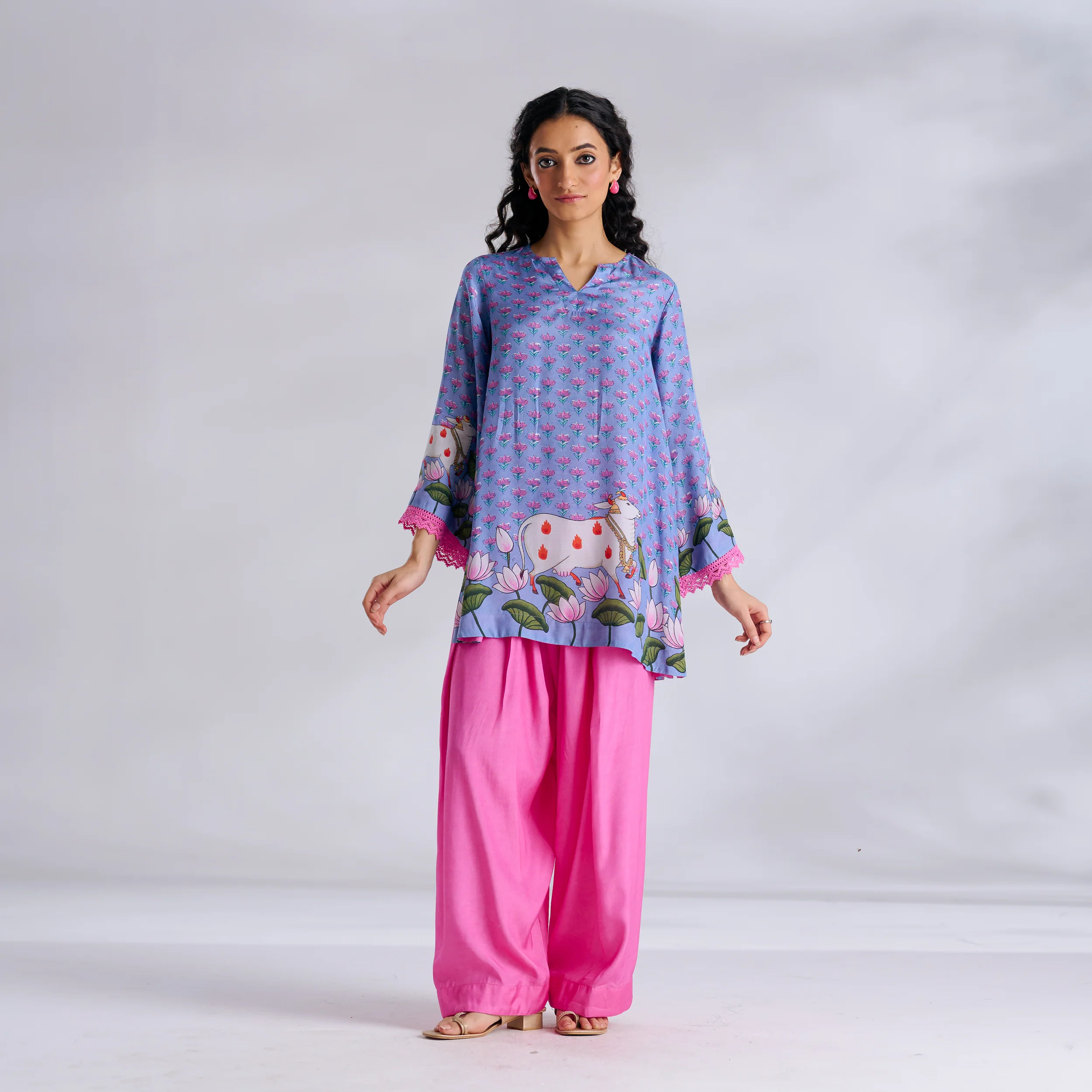 Lotus Shantoon Farsi Salwar Set - Quilt Blue