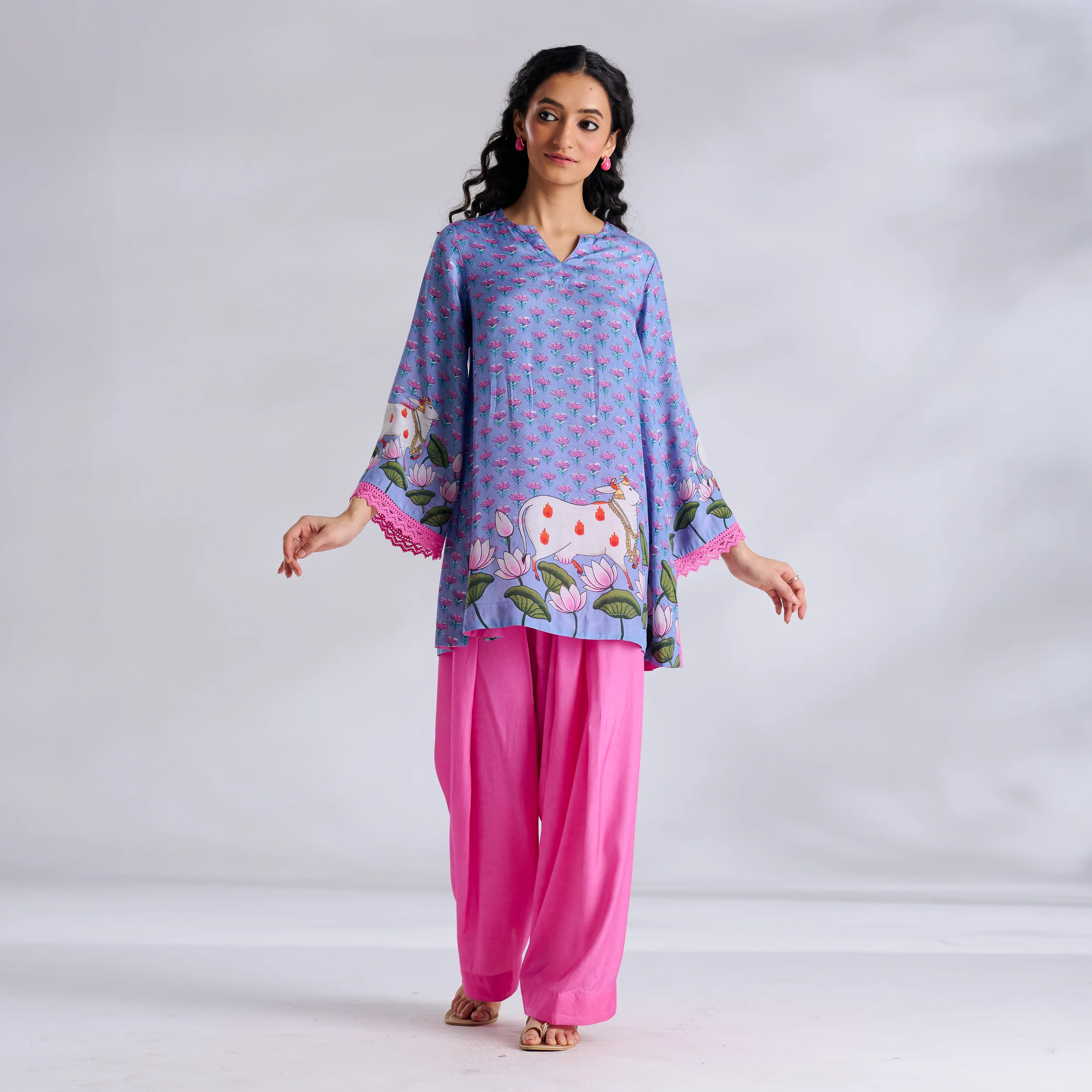 Lotus Shantoon Farsi Salwar Set - Quilt Blue - Image 3