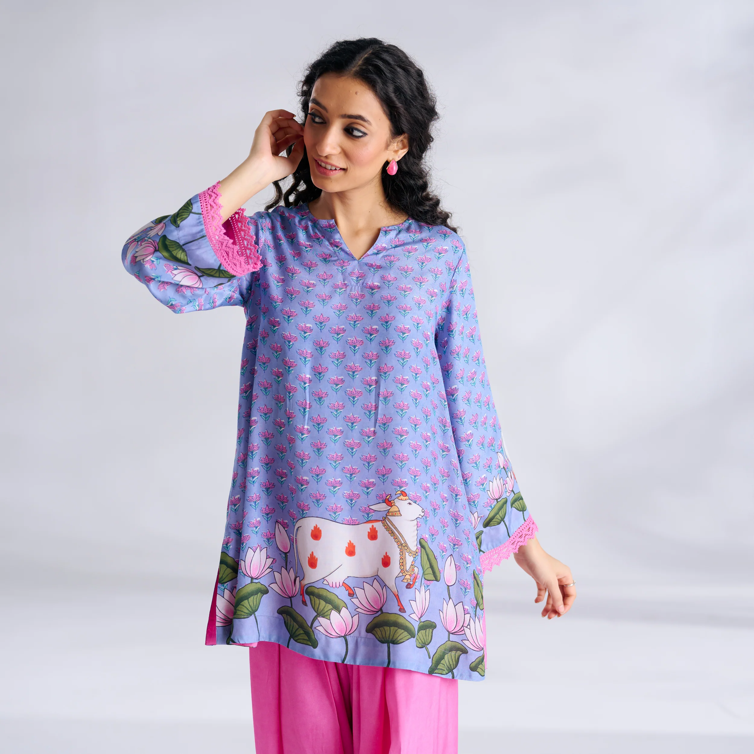 Lotus Shantoon Farsi Salwar Set - Quilt Blue - Image 4