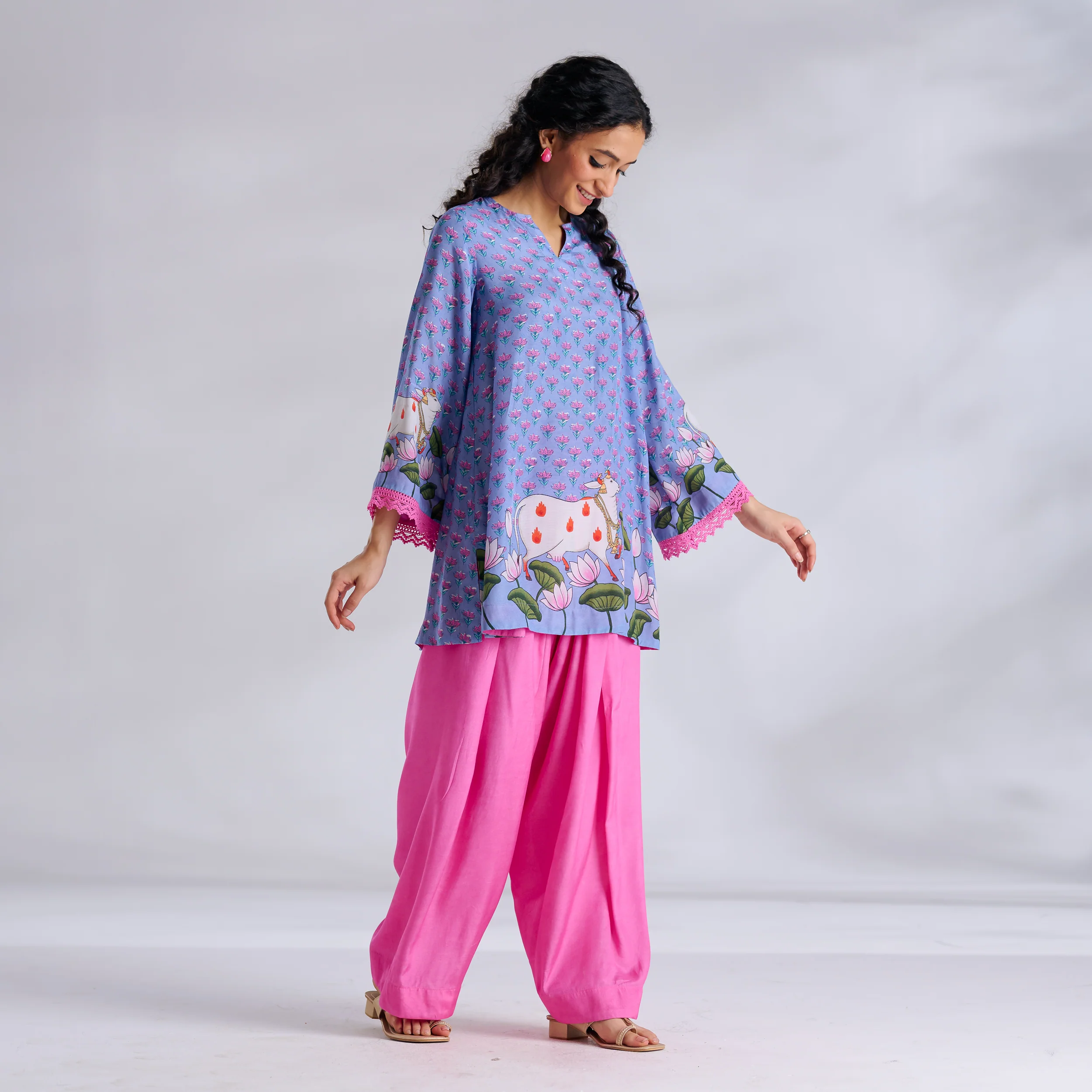 Lotus Shantoon Farsi Salwar Set - Quilt Blue - Image 8