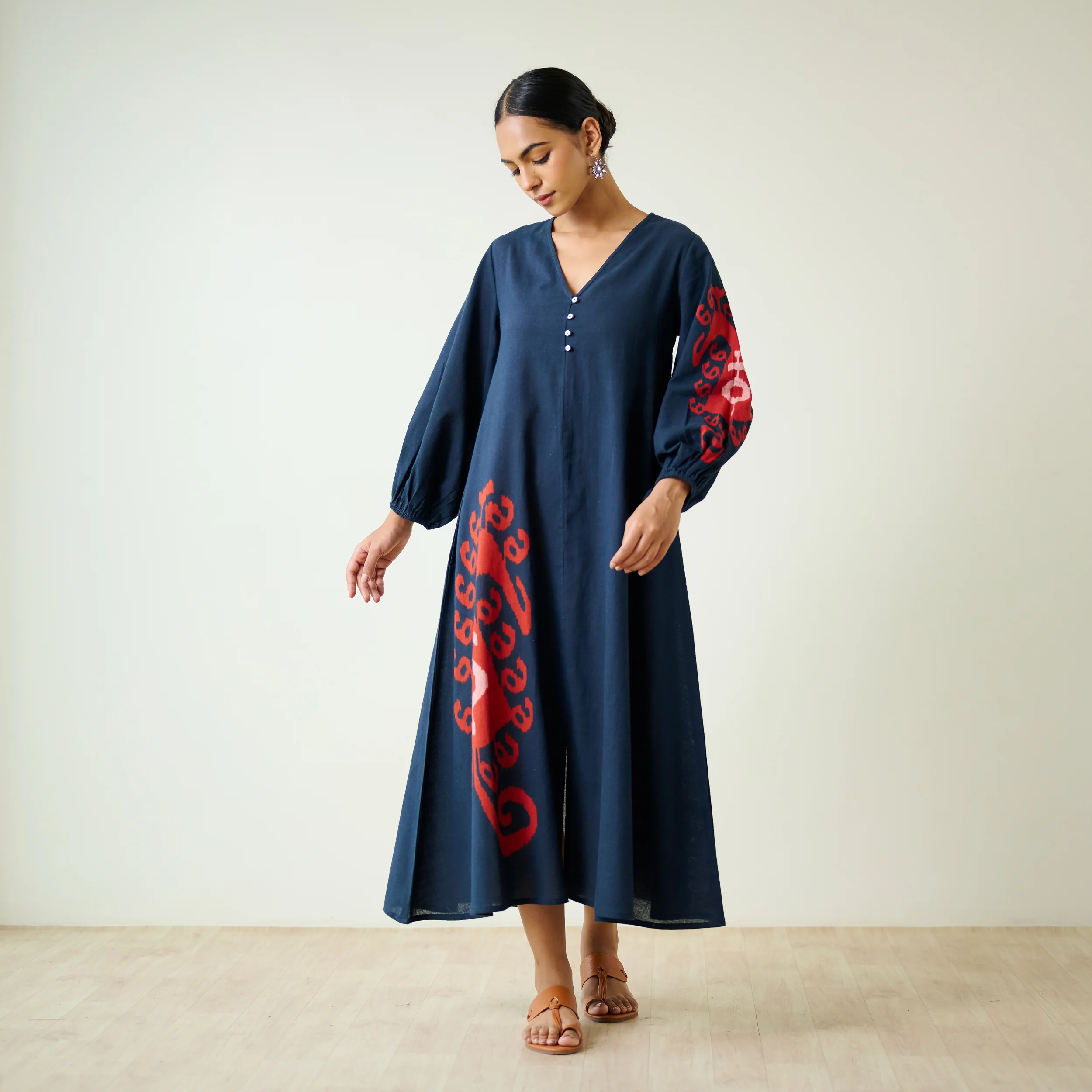 Mabel Slub Cotton Maxi Dress - Black - Image 3