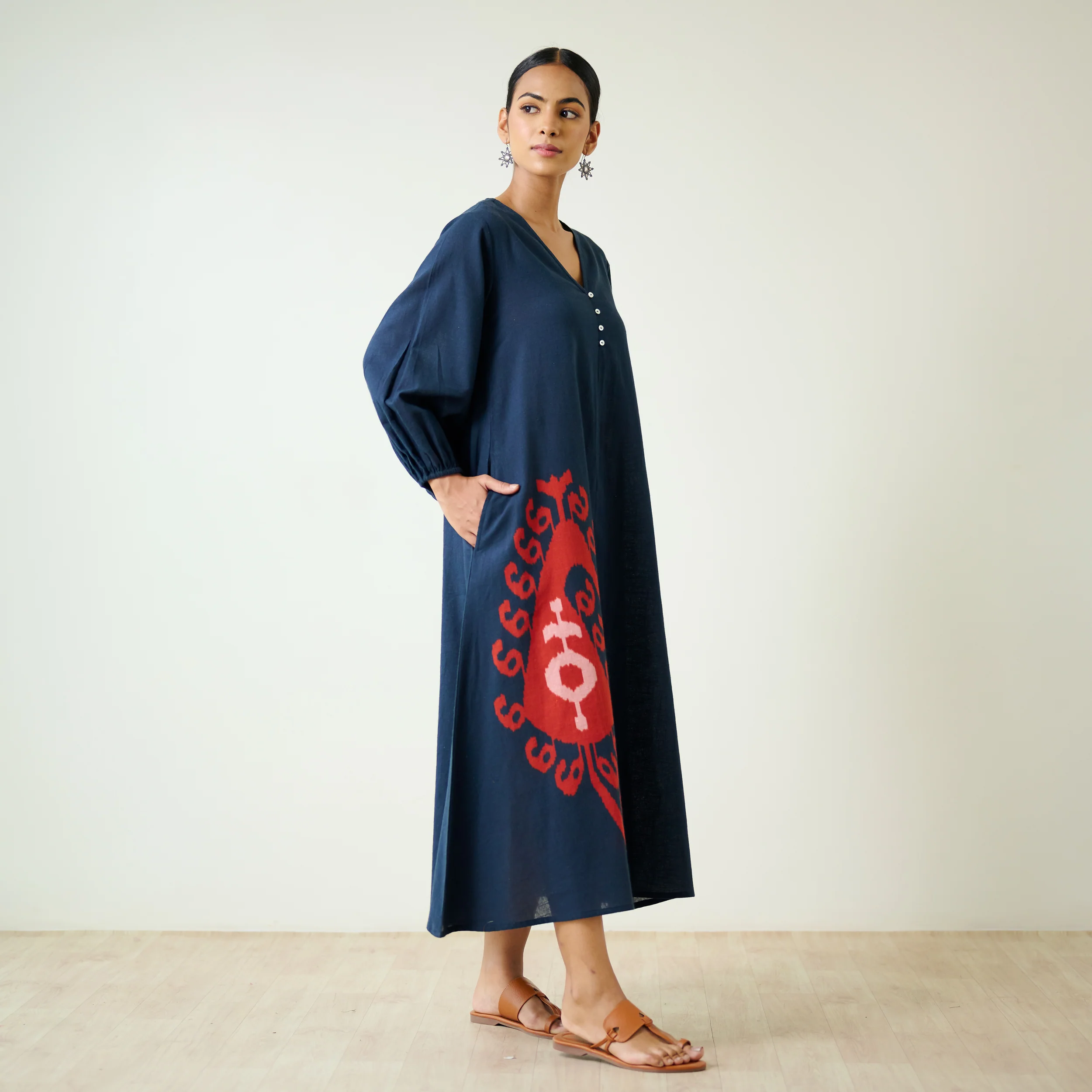 Mabel Slub Cotton Maxi Dress - Black - Image 4