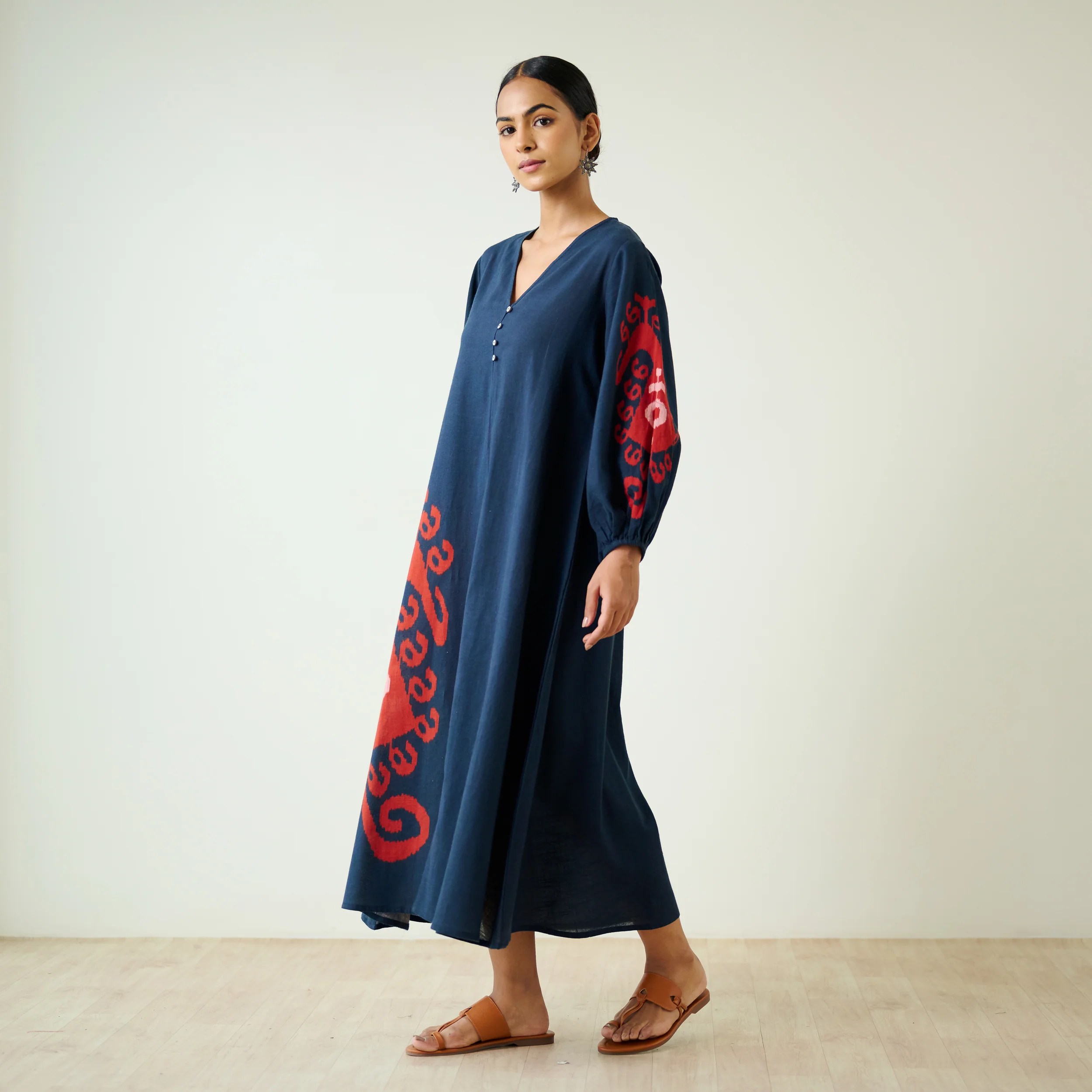 Mabel Slub Cotton Maxi Dress - Black - Image 5