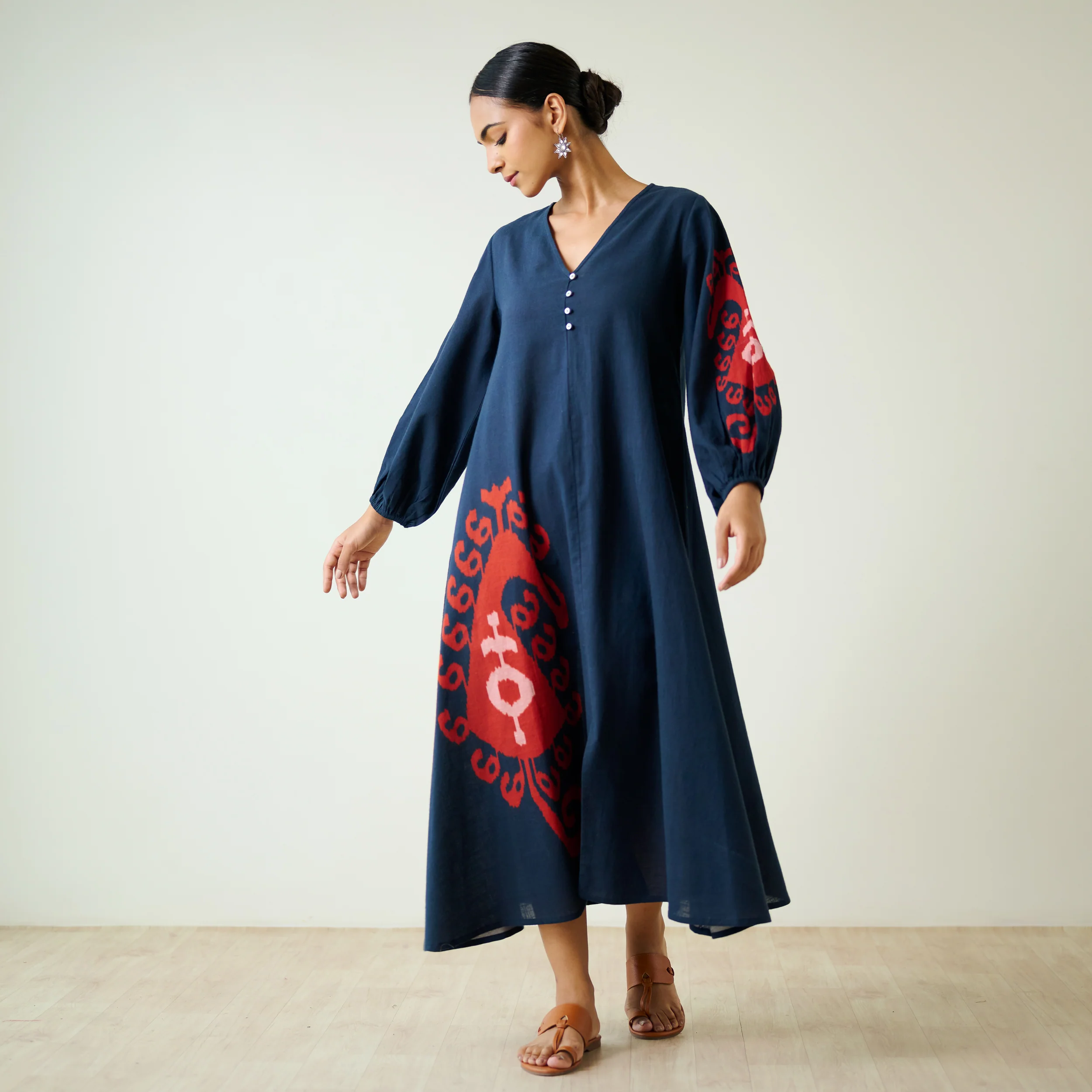 Mabel Slub Cotton Maxi Dress - Black - Image 6