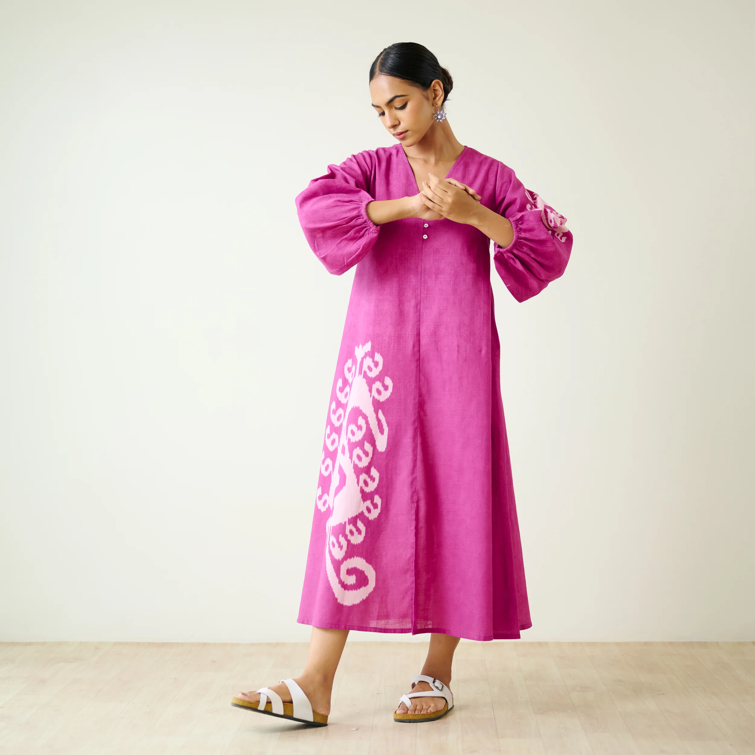 Mabel Slub Cotton Maxi Dress - Pink - Image 3
