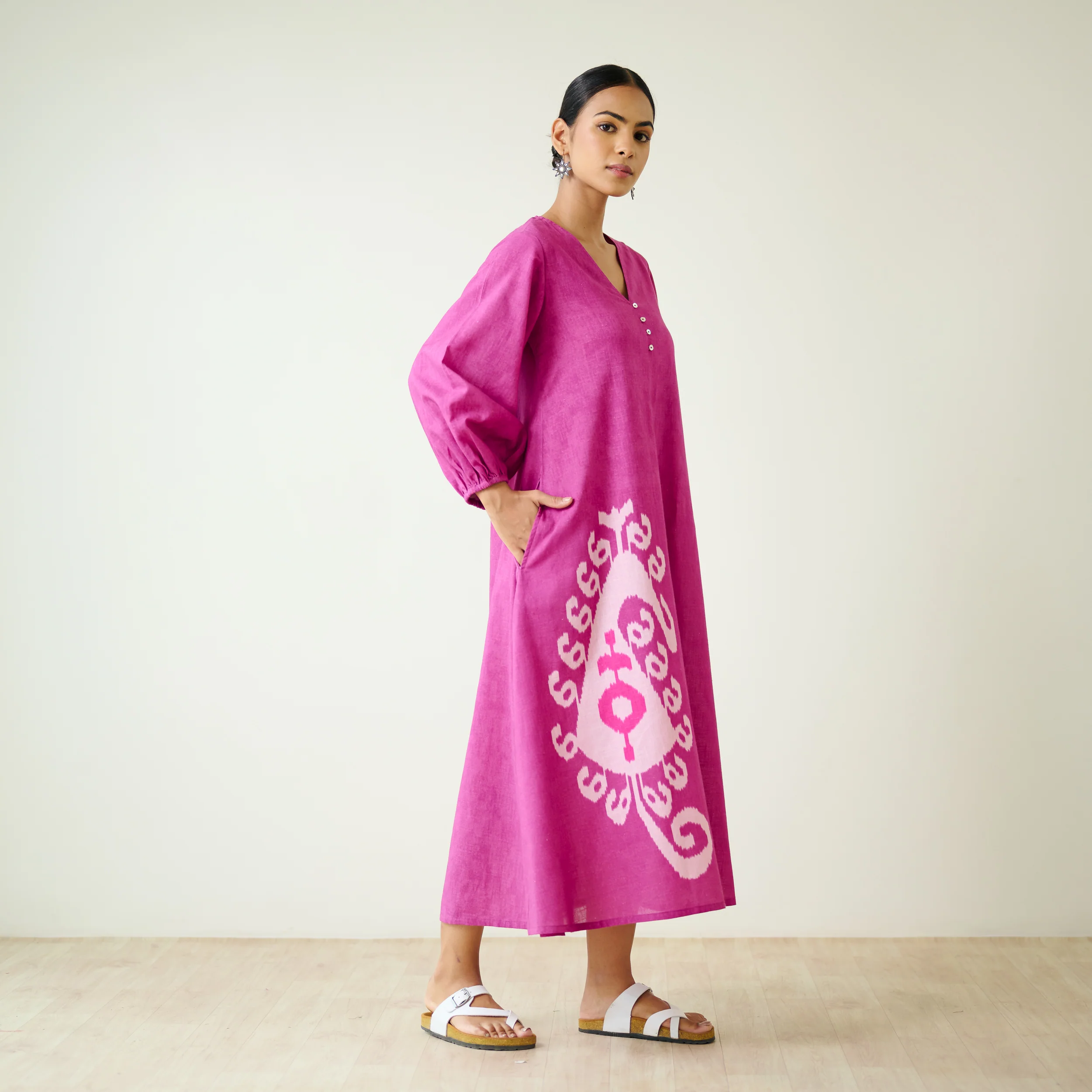 Mabel Slub Cotton Maxi Dress - Pink - Image 5