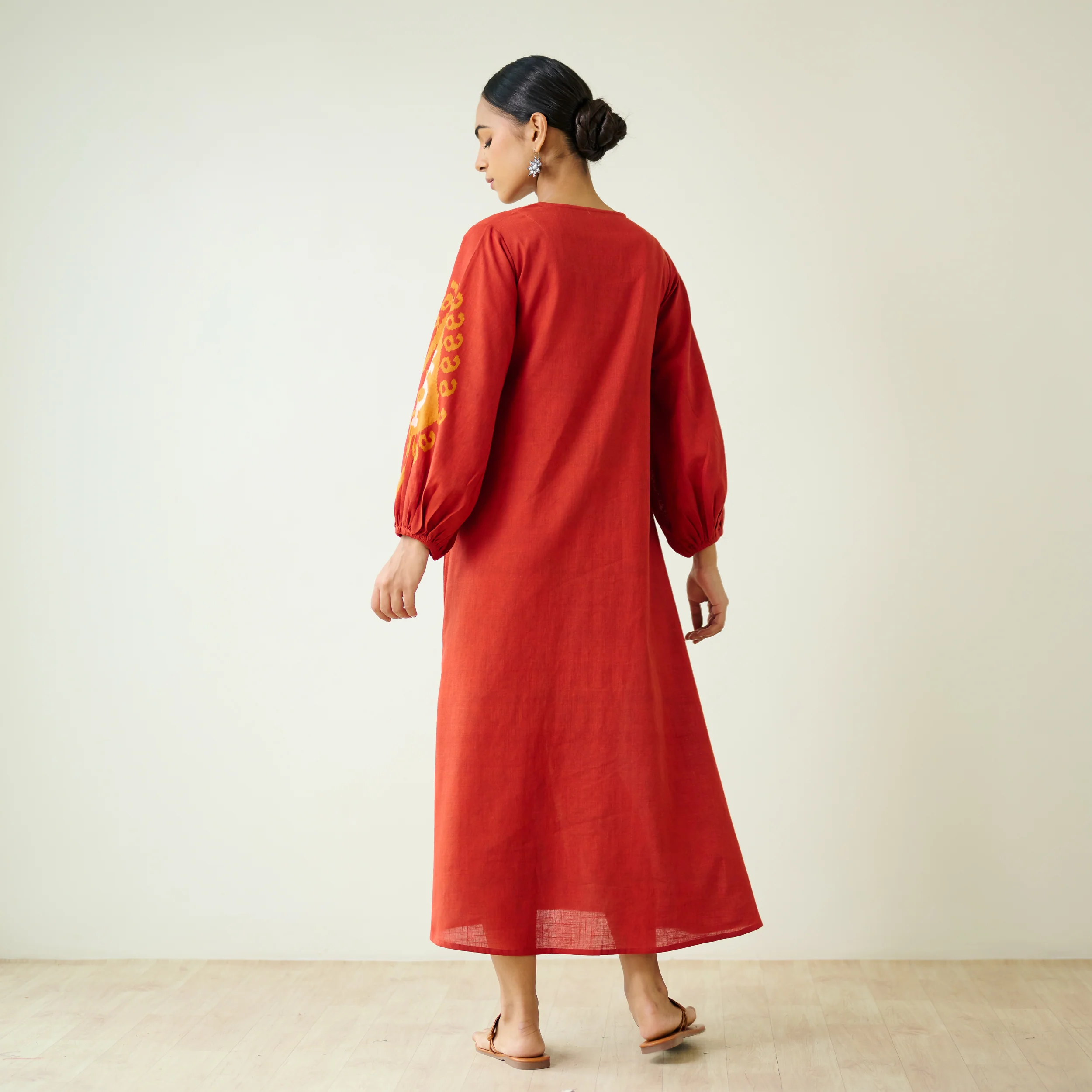 Mabel Slub Cotton Maxi Dress - Rust - Image 7