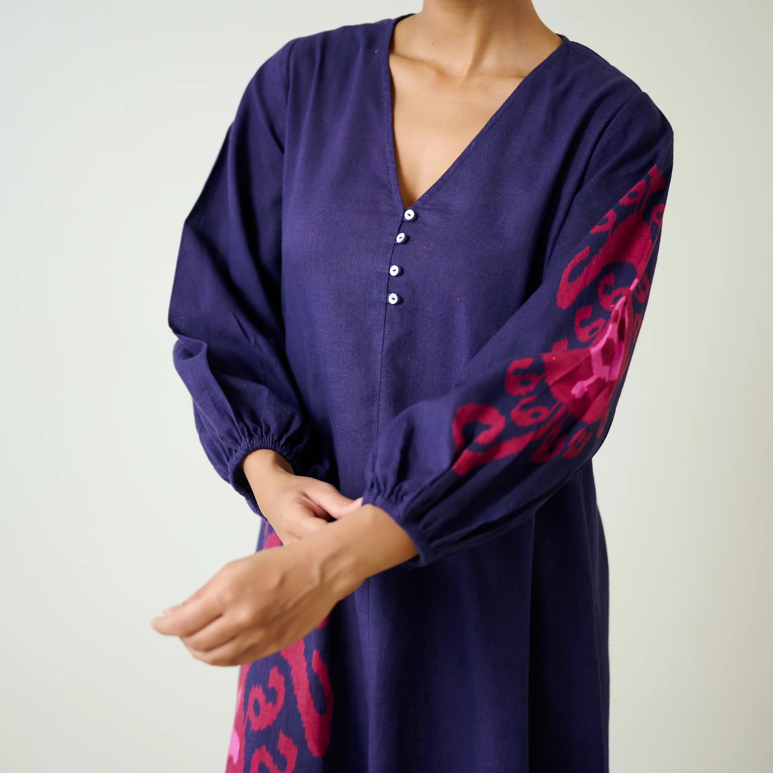 Mabel Slub Cotton Maxi Dress - Violet - Image 2