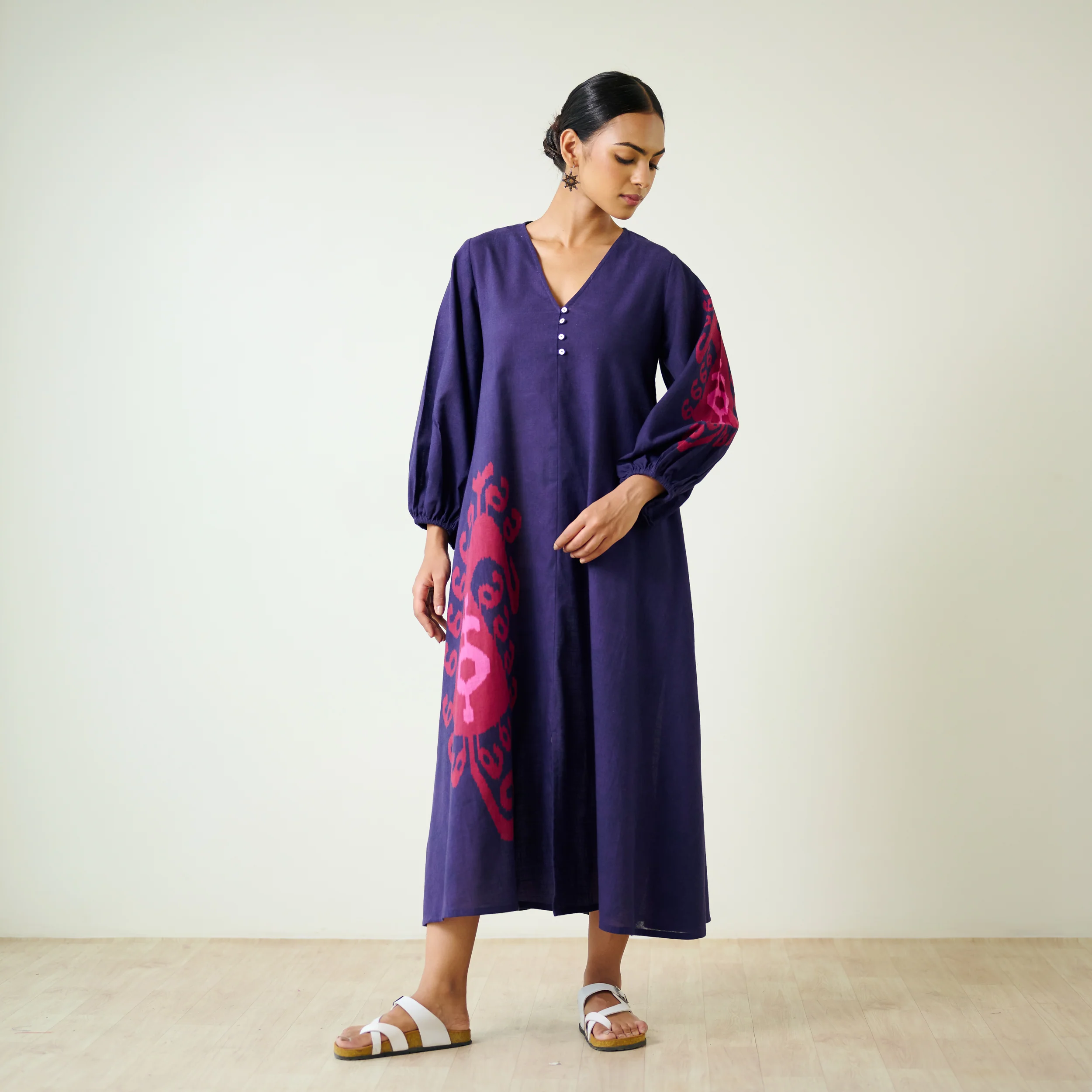 Mabel Slub Cotton Maxi Dress - Violet - Image 3
