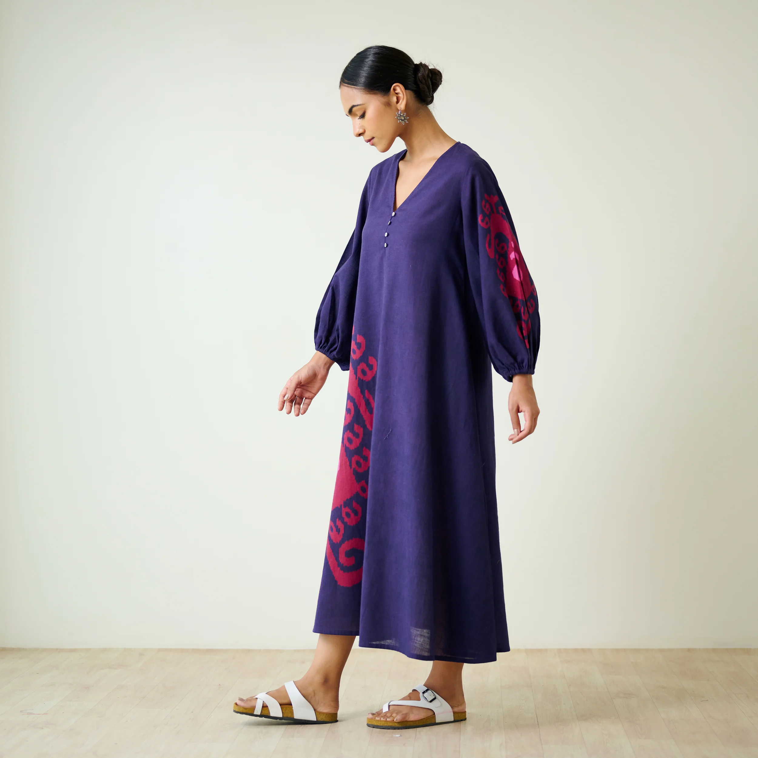 Mabel Slub Cotton Maxi Dress - Violet - Image 4
