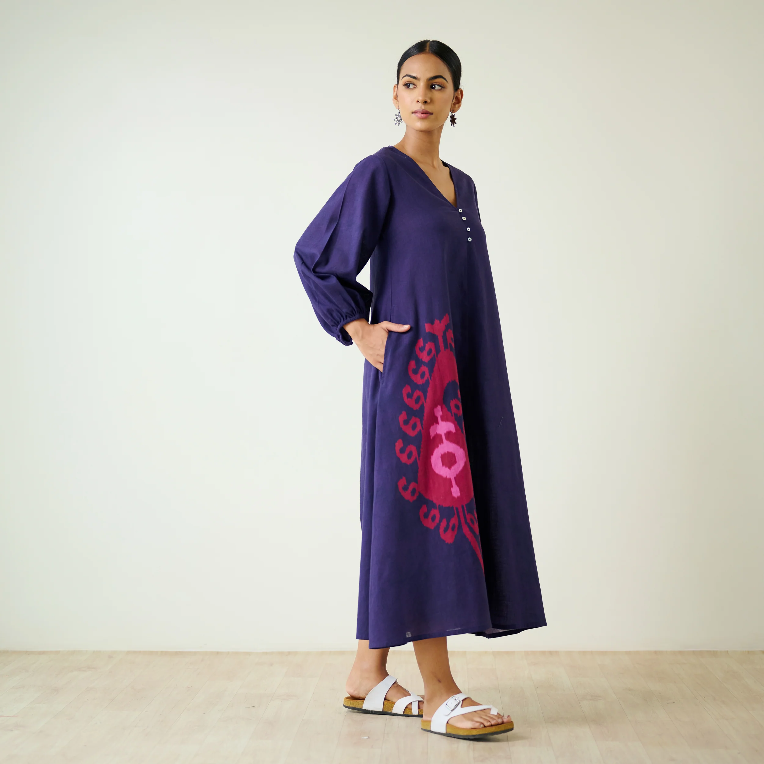 Mabel Slub Cotton Maxi Dress - Violet - Image 5