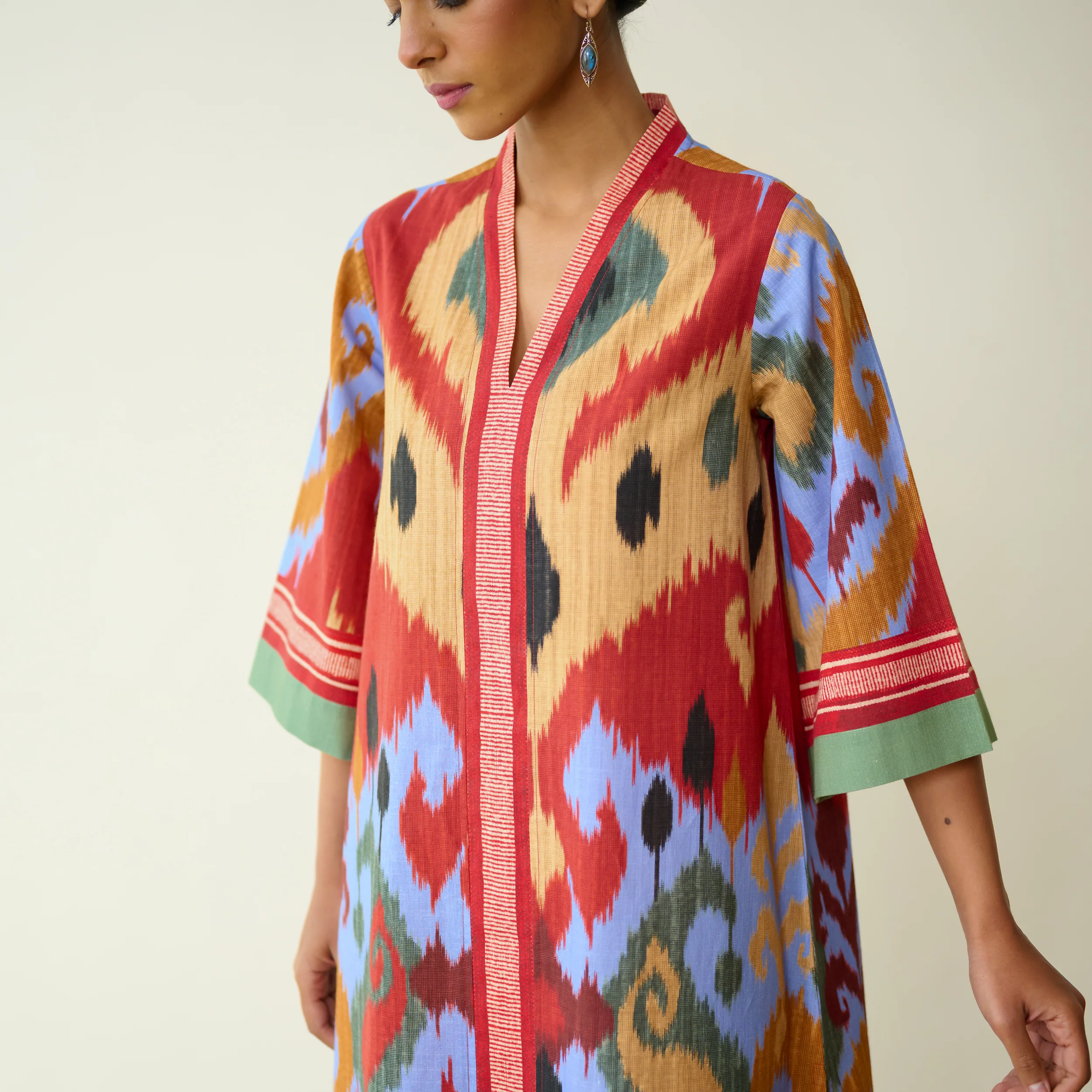 Maheeka Slub Cotton Kurta - Ocean Blue - Image 3