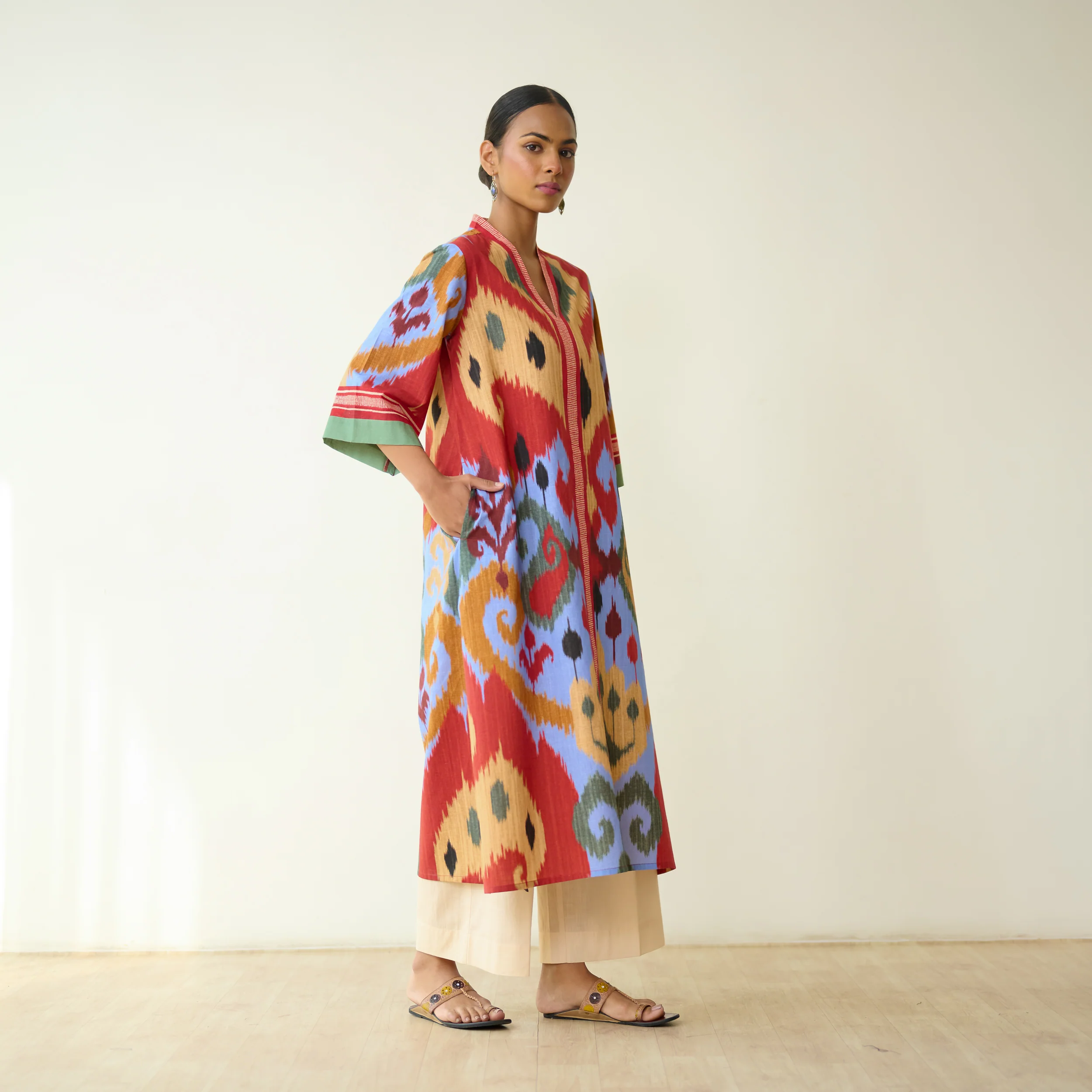 Maheeka Slub Cotton Kurta - Ocean Blue - Image 4